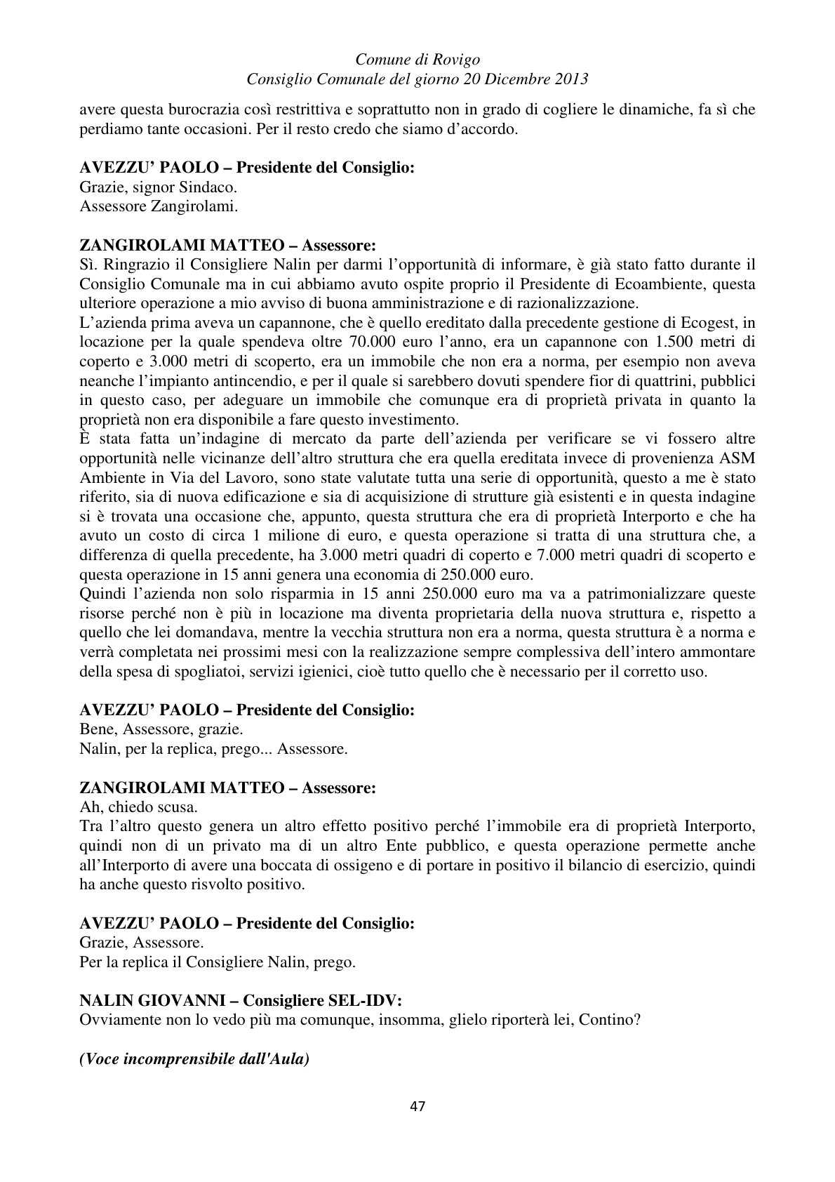 Pagina 47 del verbale