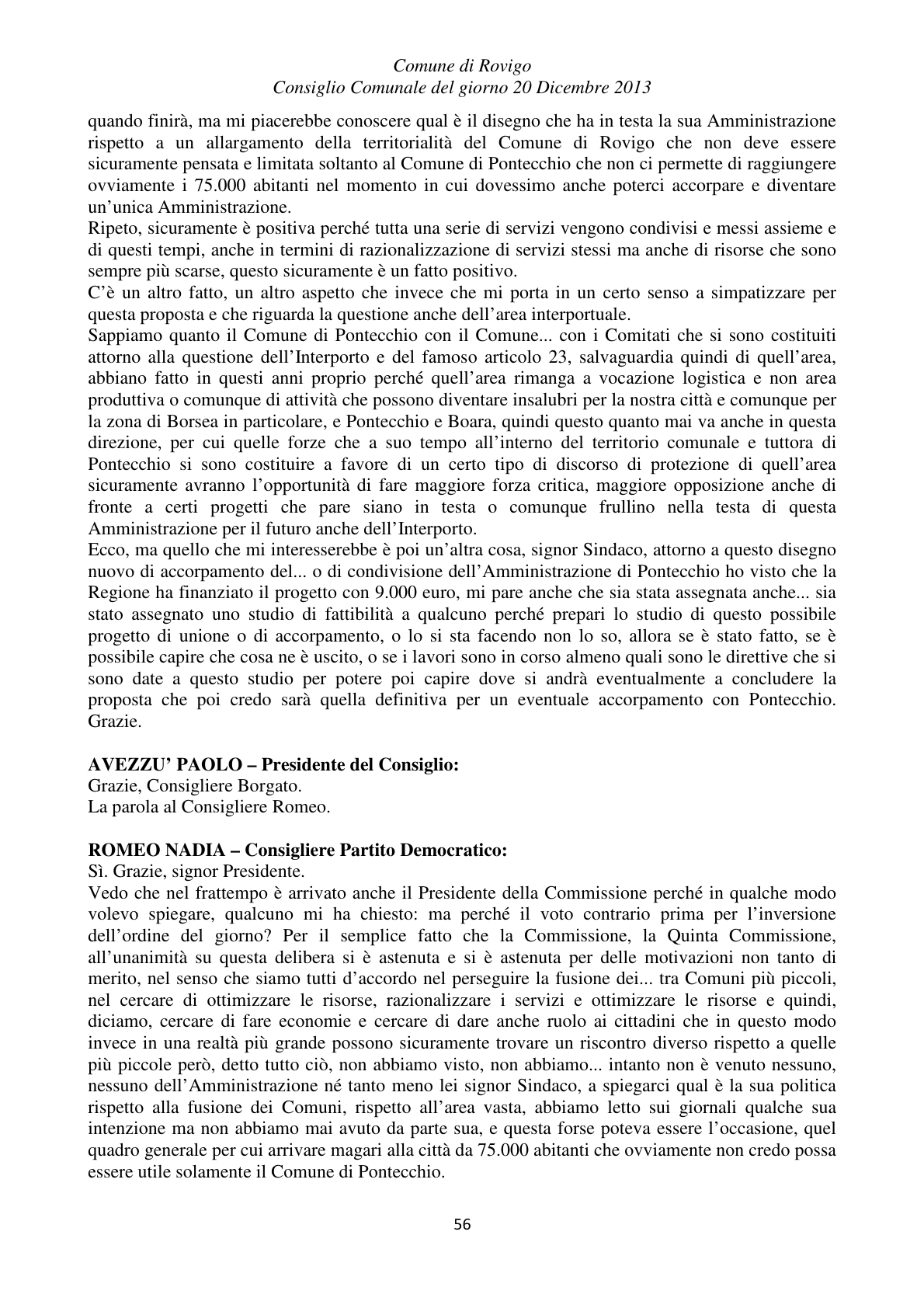 Pagina 56 del verbale