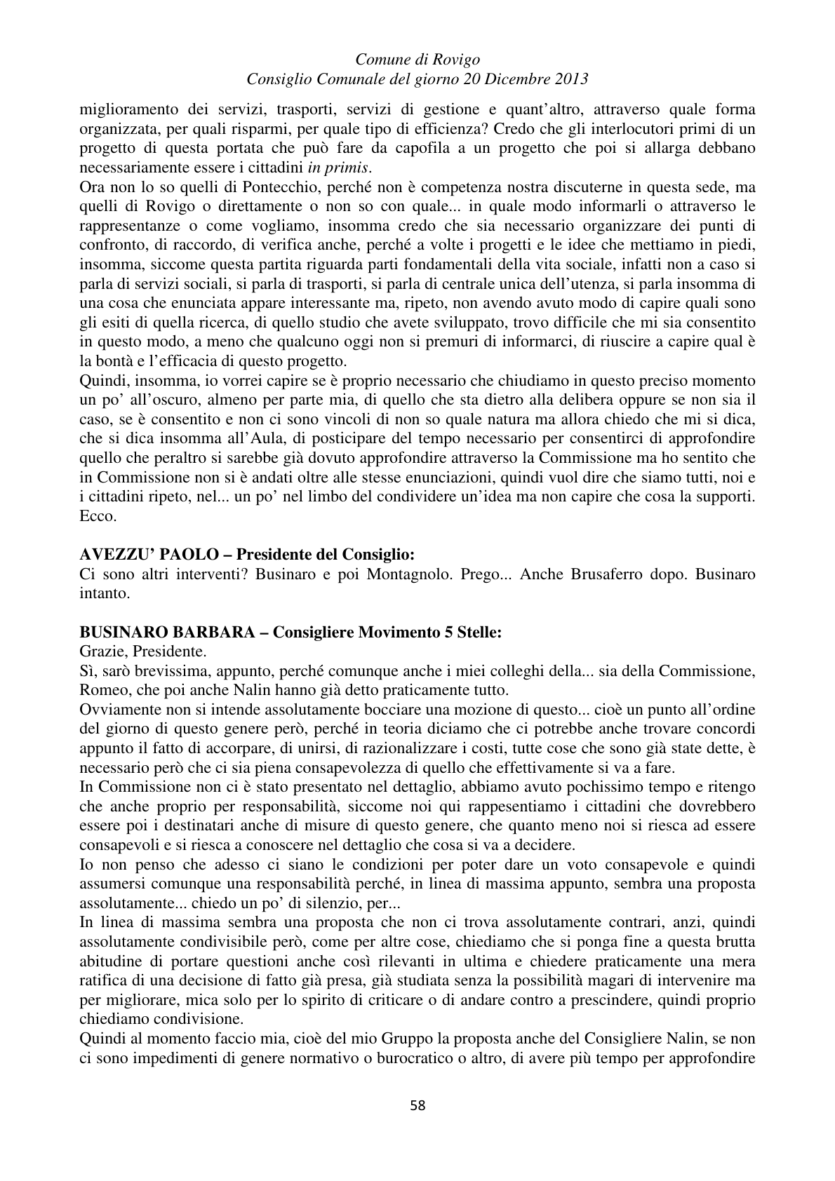 Pagina 58 del verbale