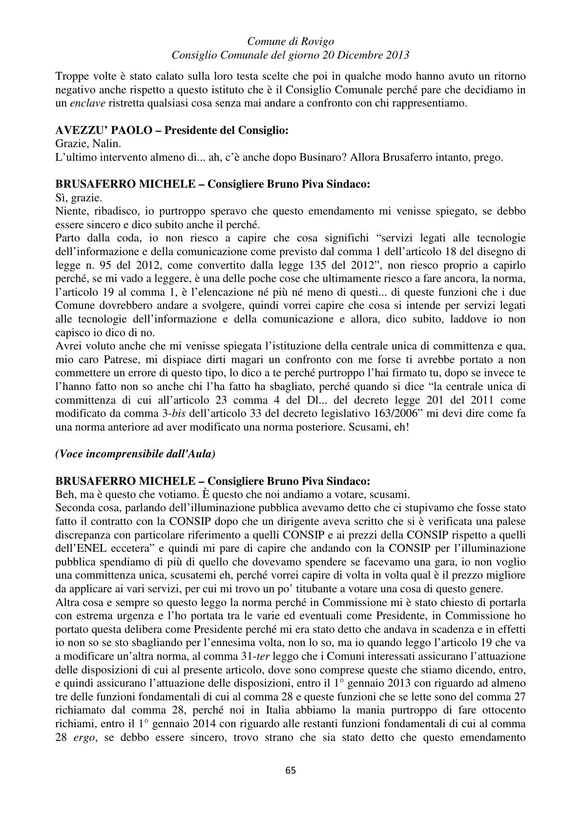 Pagina 65 del verbale