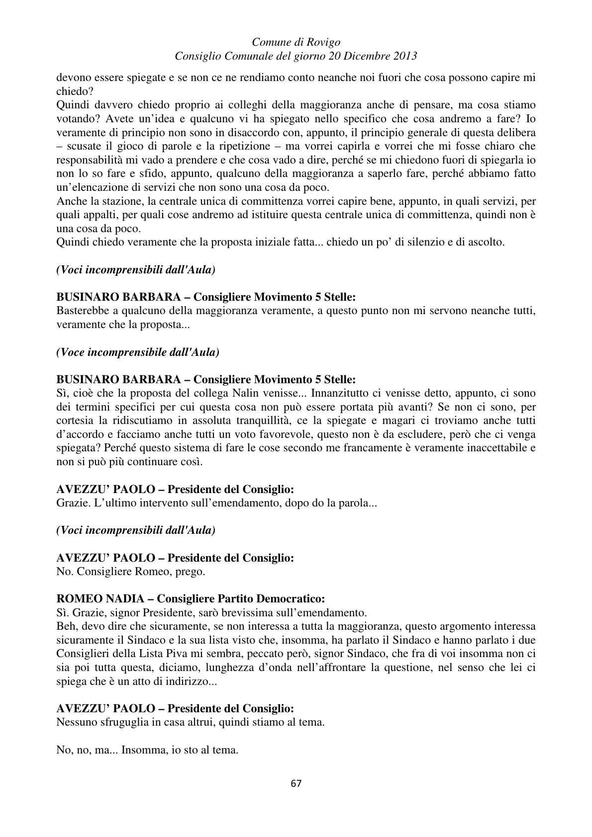 Pagina 67 del verbale