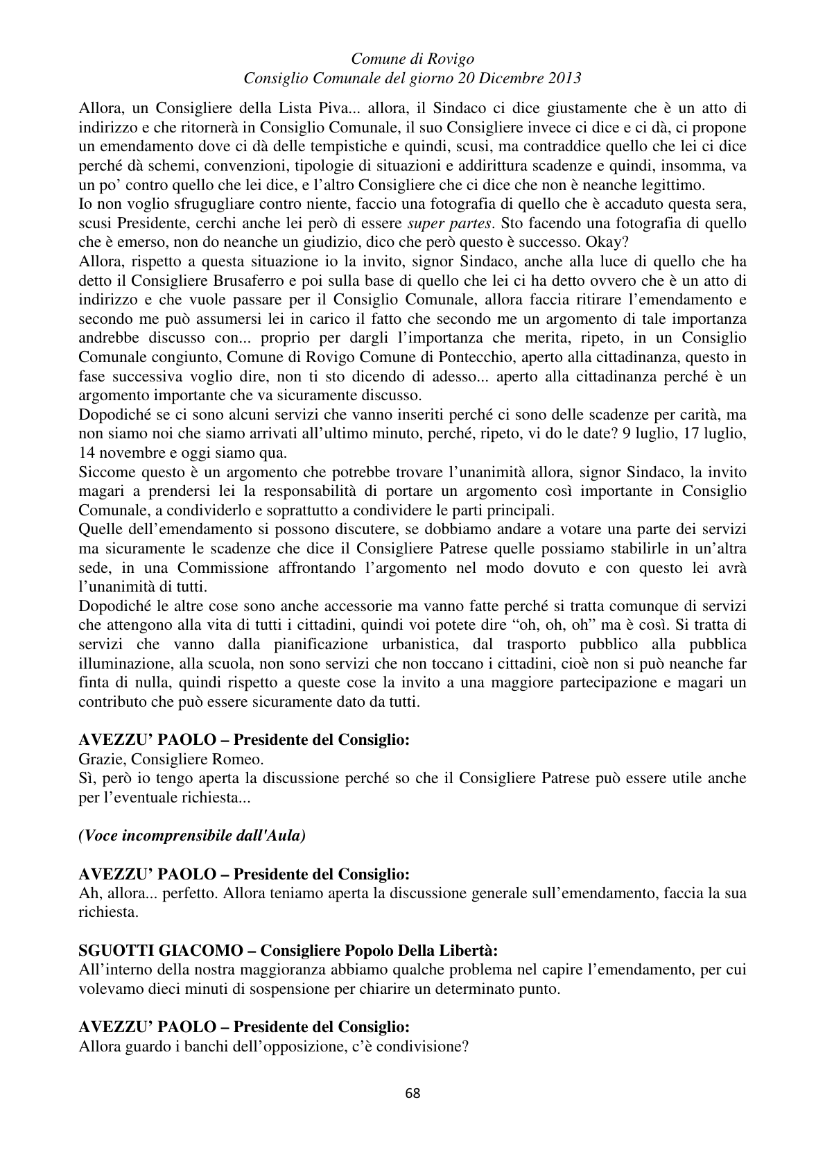 Pagina 68 del verbale