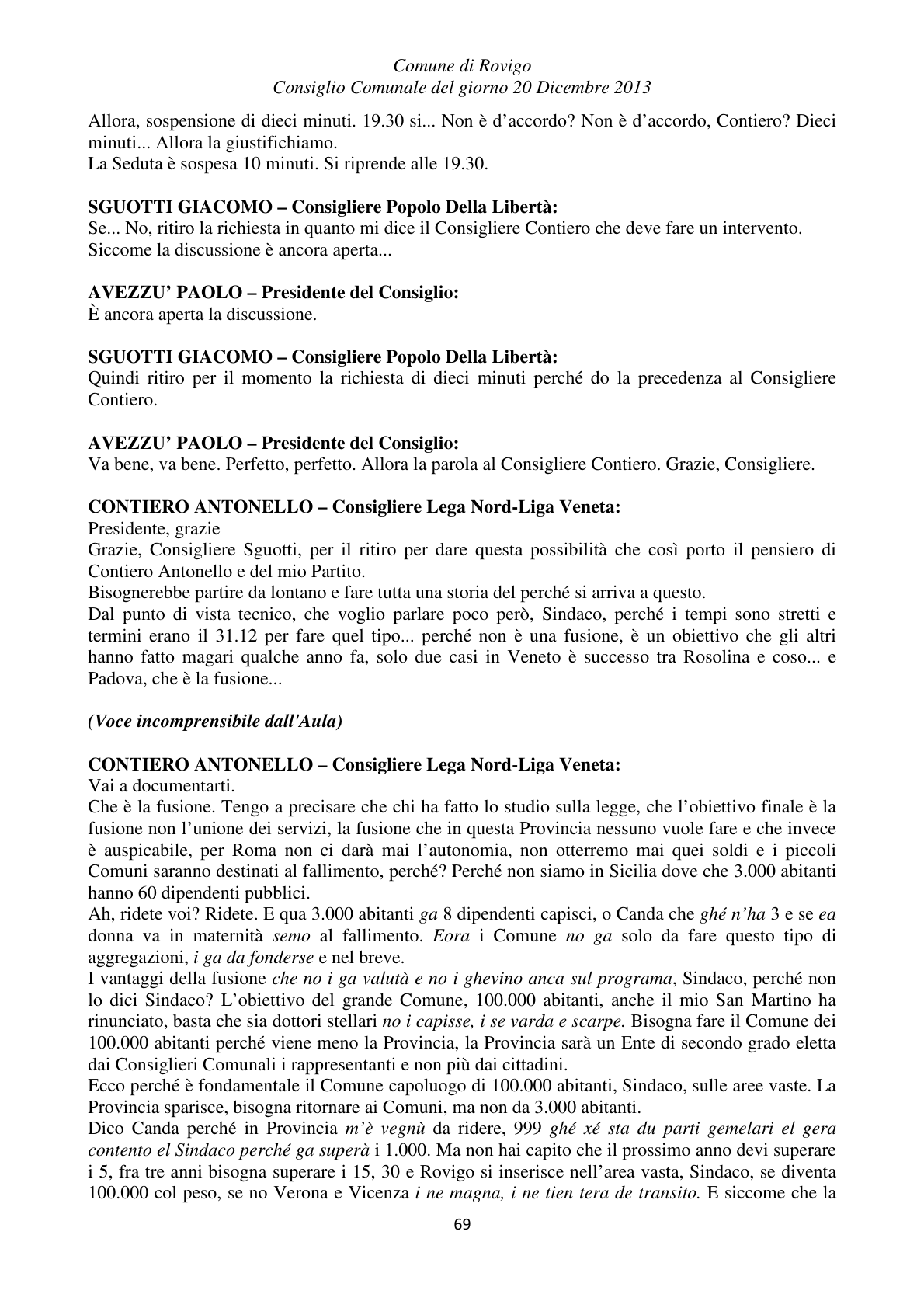 Pagina 69 del verbale