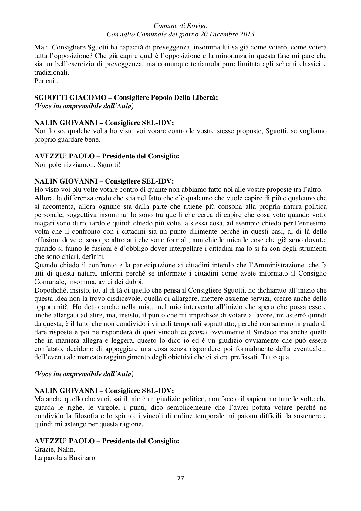 Pagina 77 del verbale