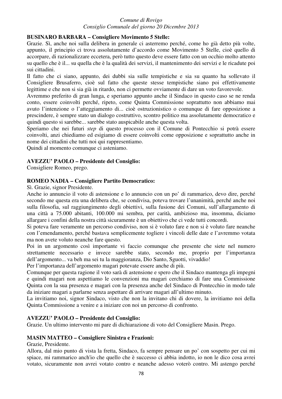 Pagina 78 del verbale