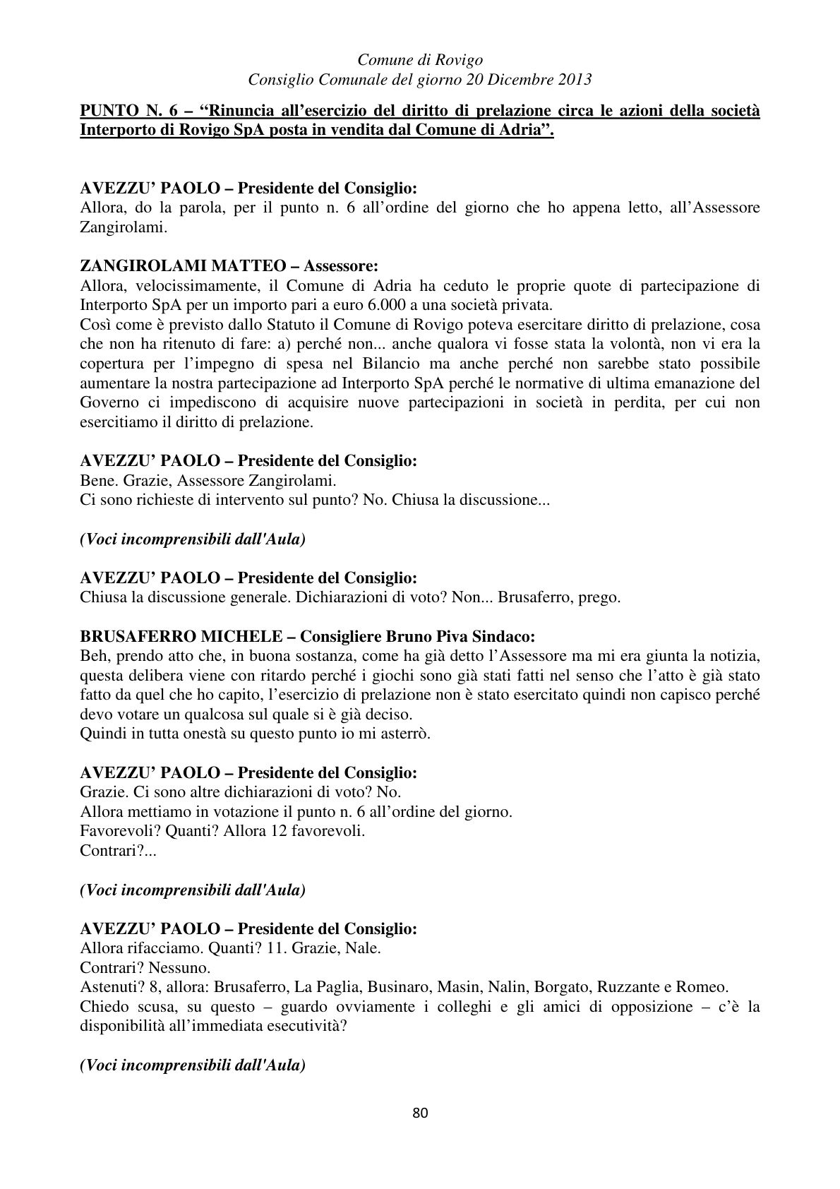 Pagina 80 del verbale