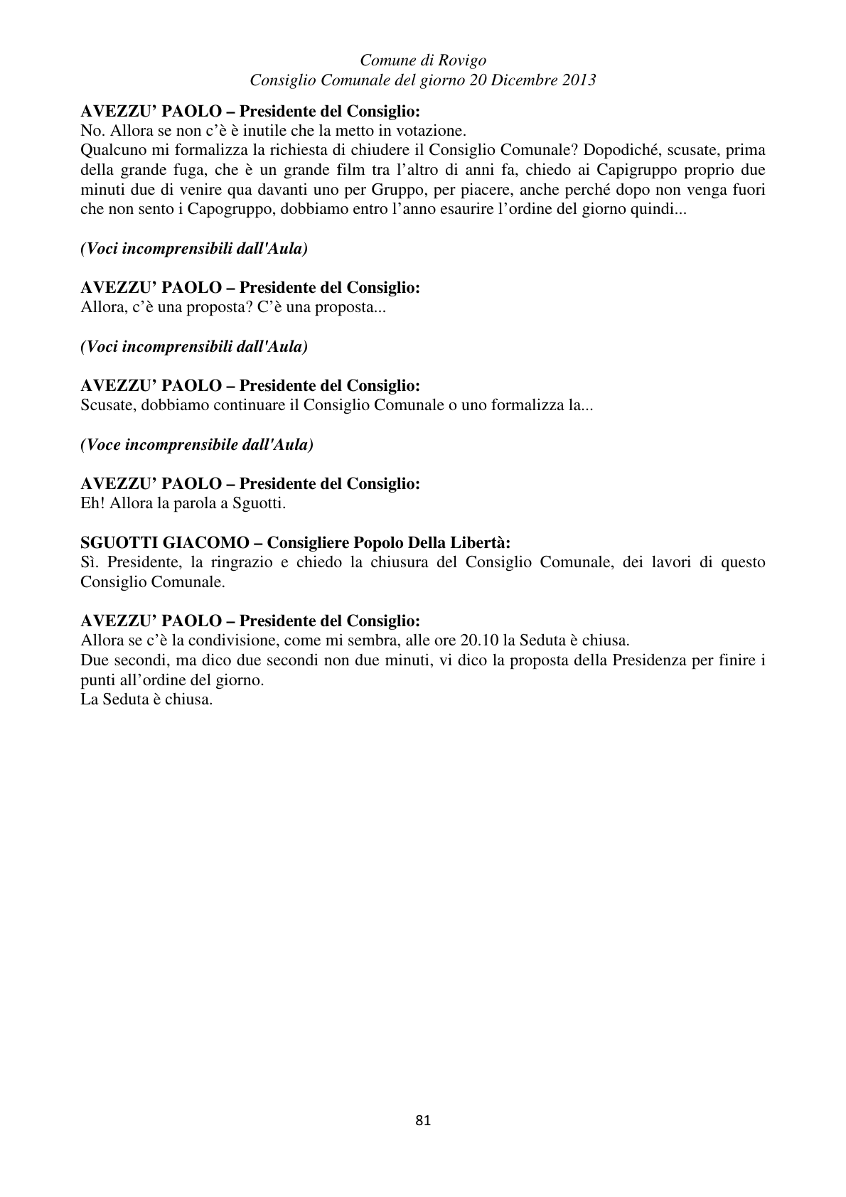 Pagina 81 del verbale