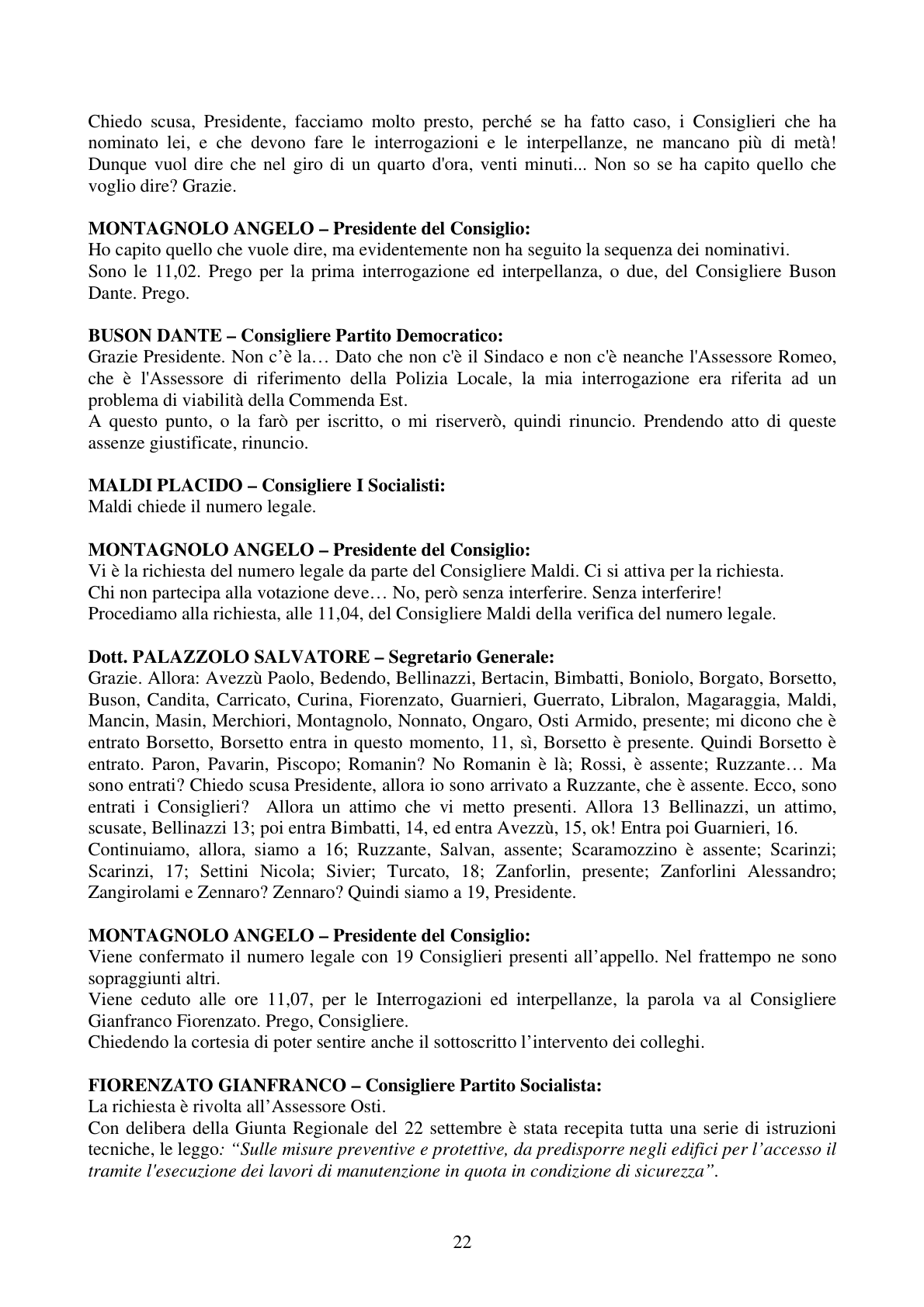 Pagina 22 del verbale