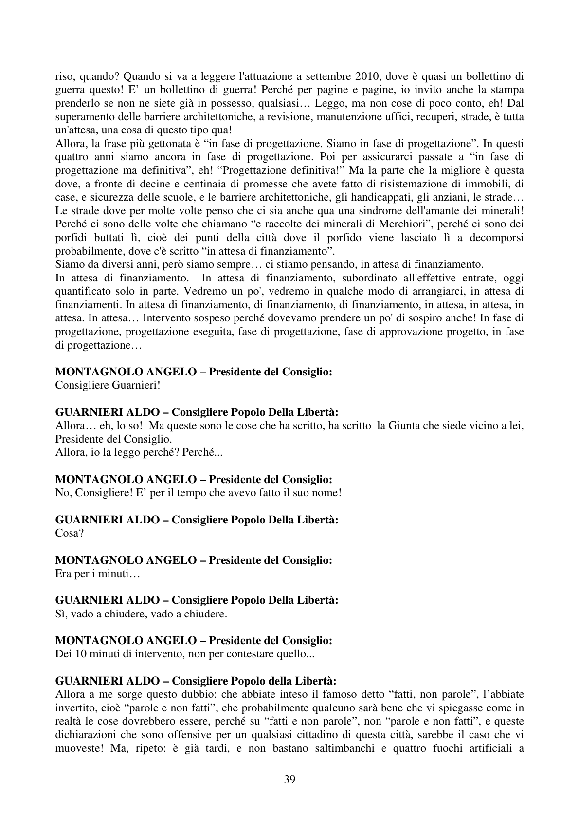 Pagina 39 del verbale