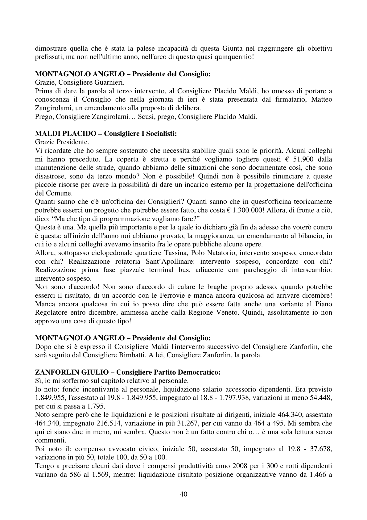 Pagina 40 del verbale