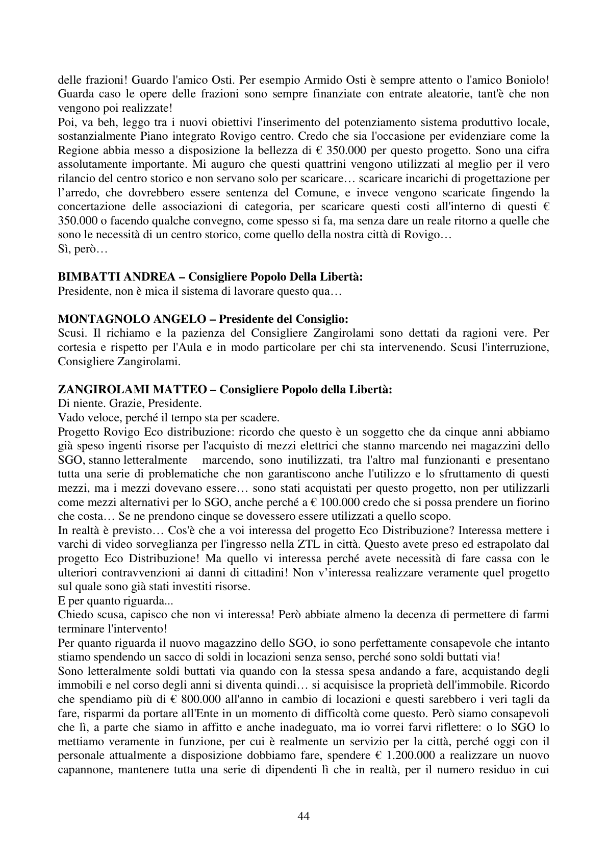 Pagina 44 del verbale