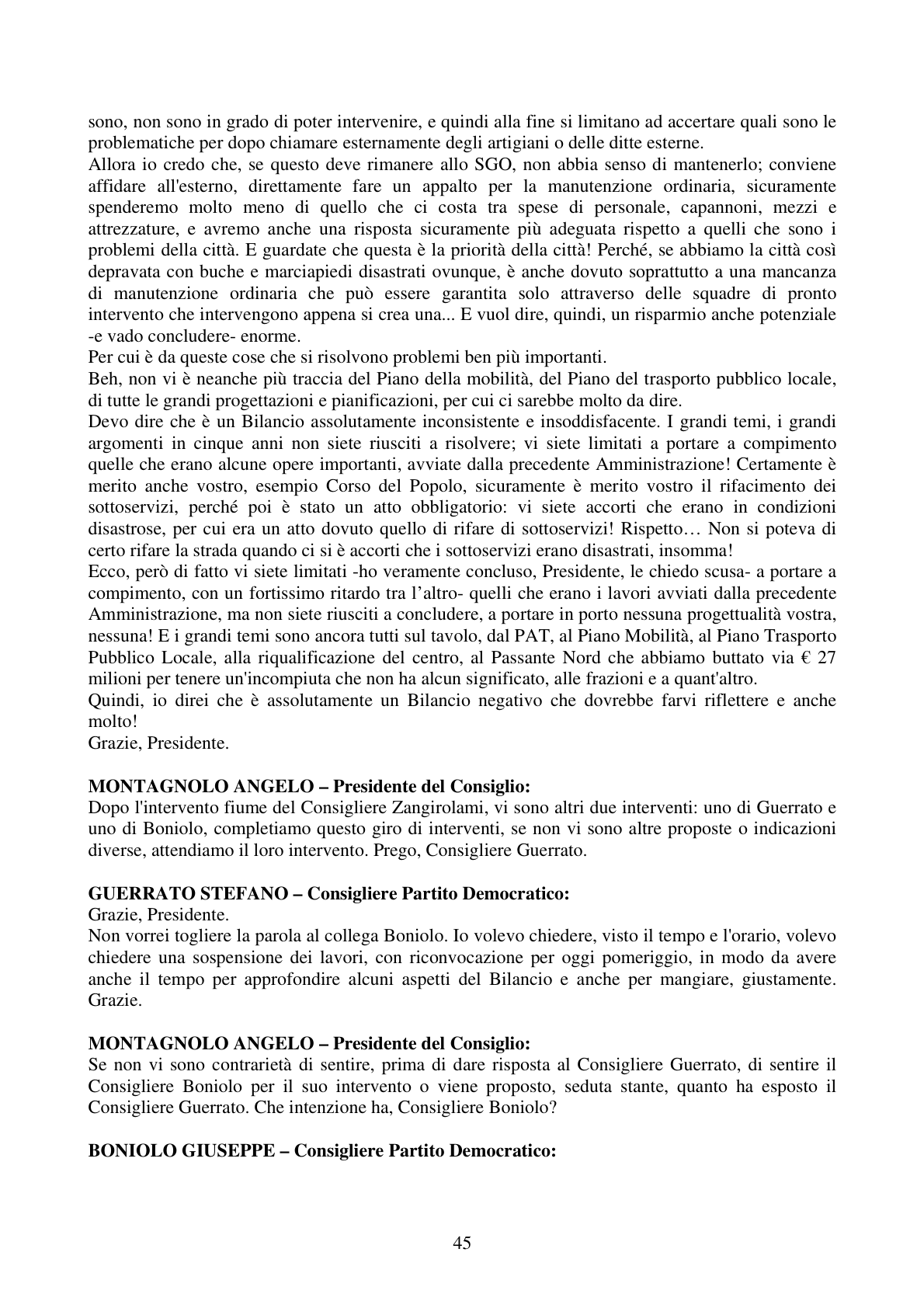 Pagina 45 del verbale