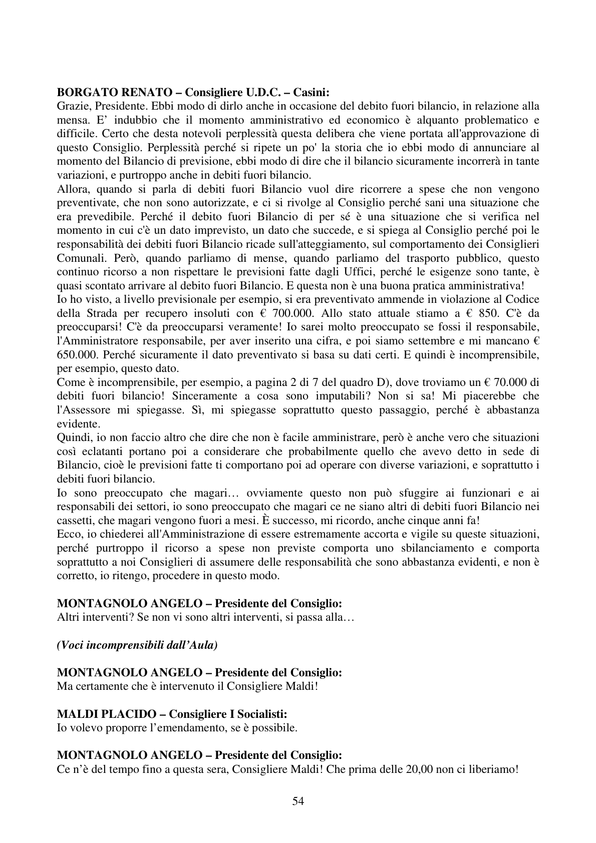 Pagina 54 del verbale