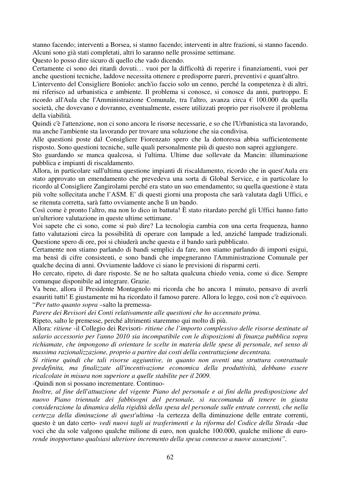 Pagina 62 del verbale