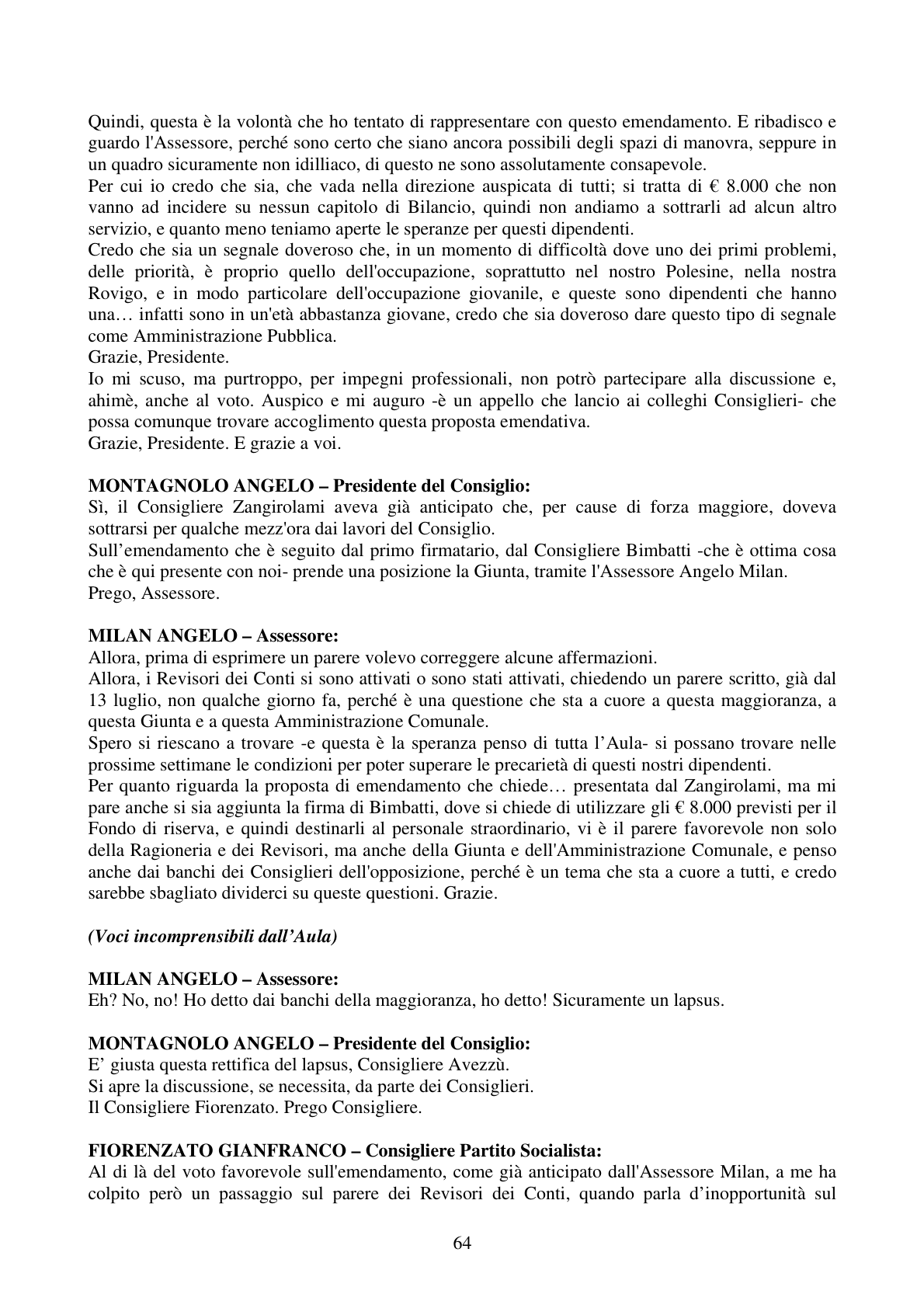 Pagina 64 del verbale