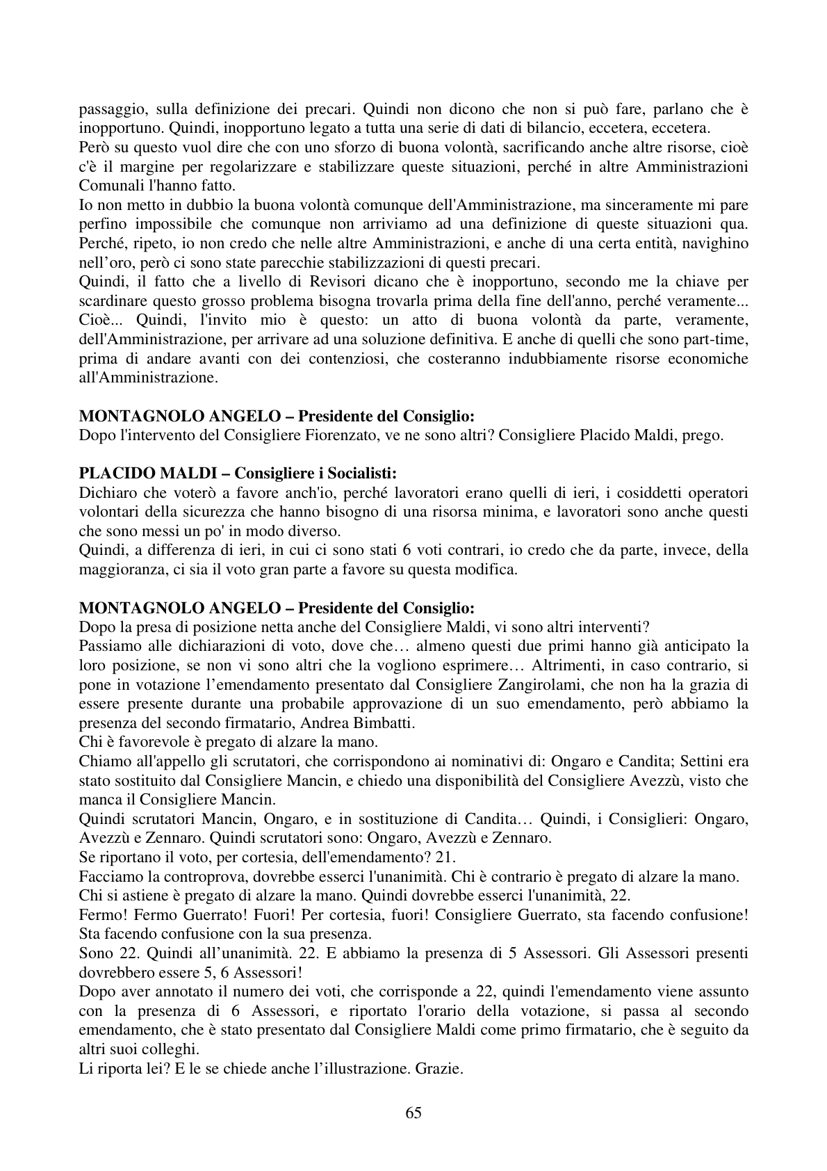 Pagina 65 del verbale