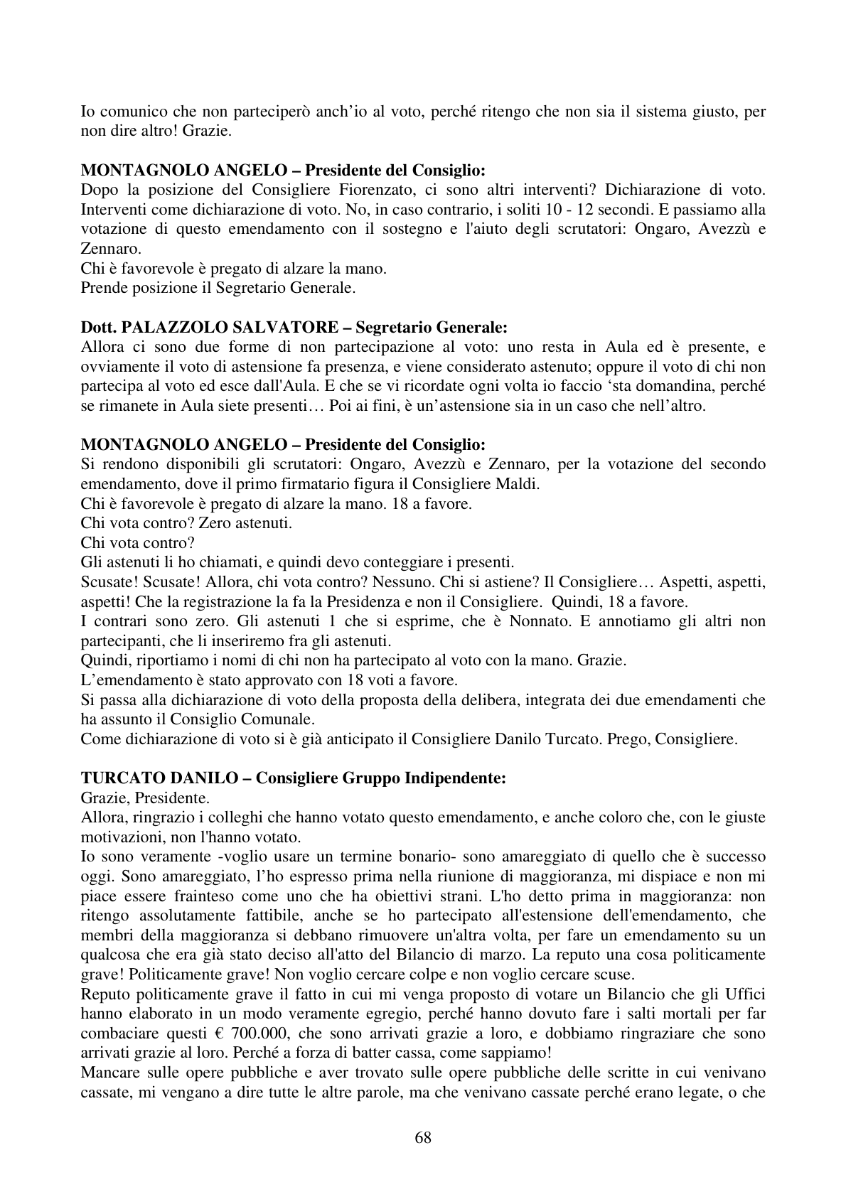 Pagina 68 del verbale