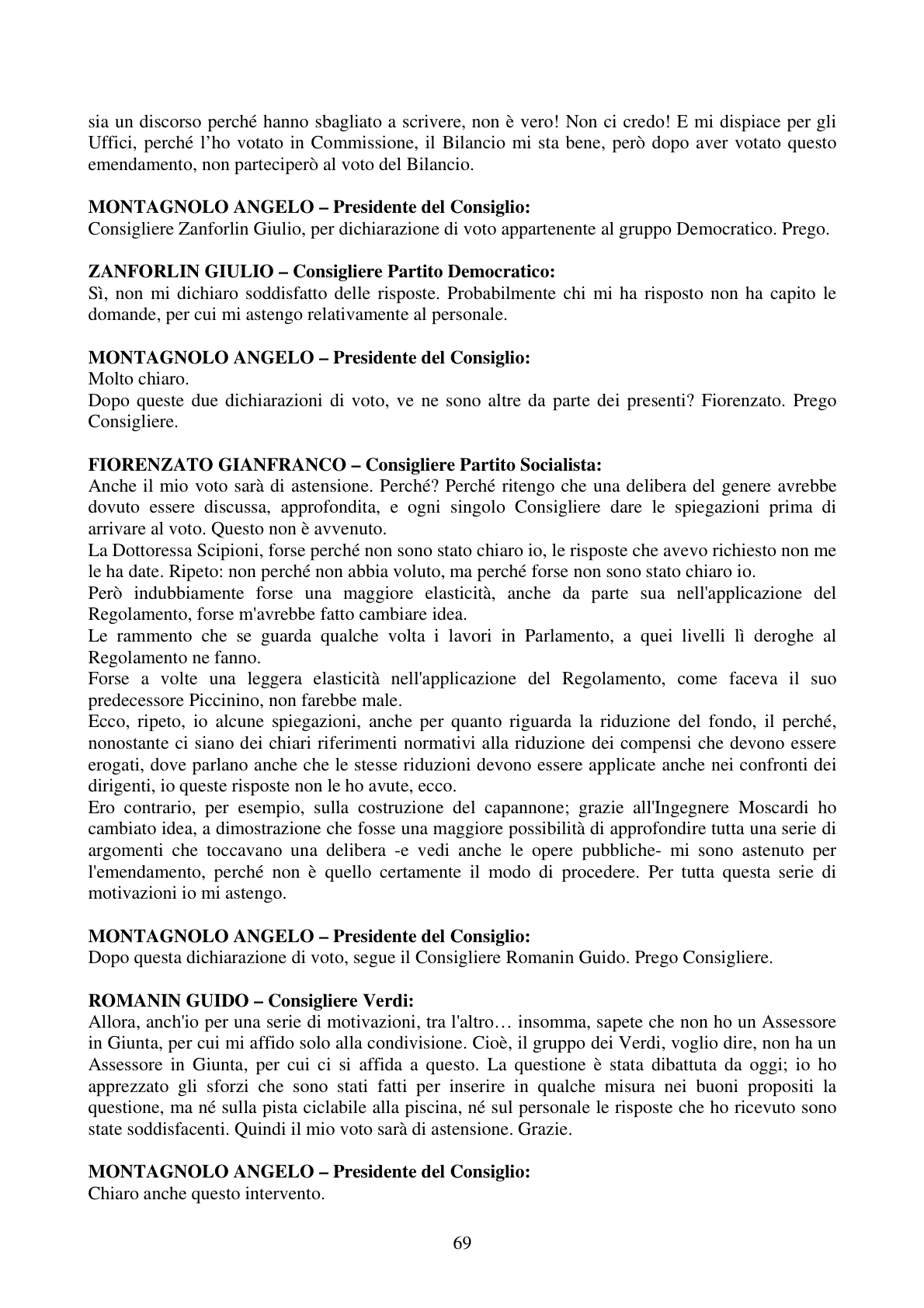 Pagina 69 del verbale