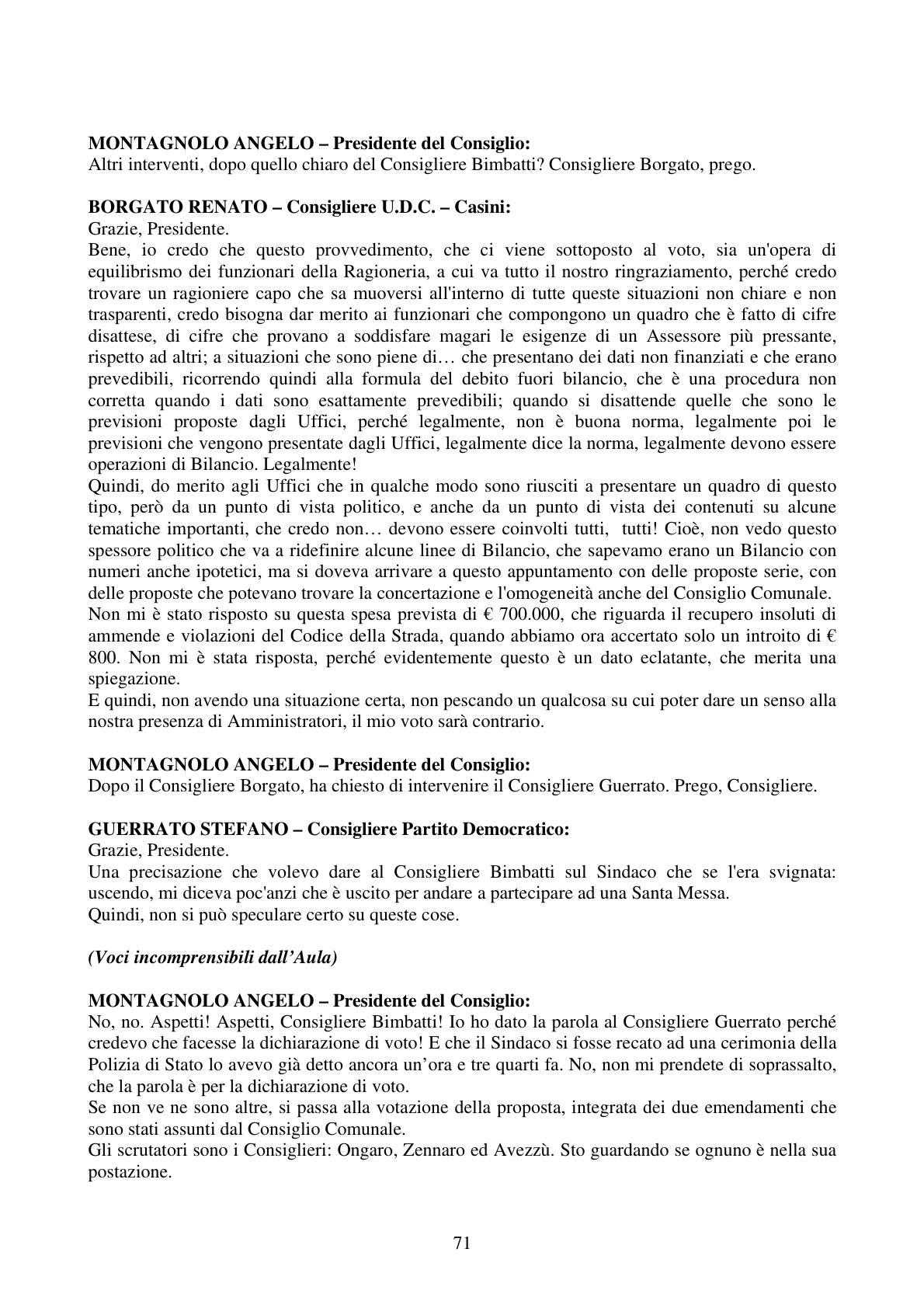 Pagina 71 del verbale