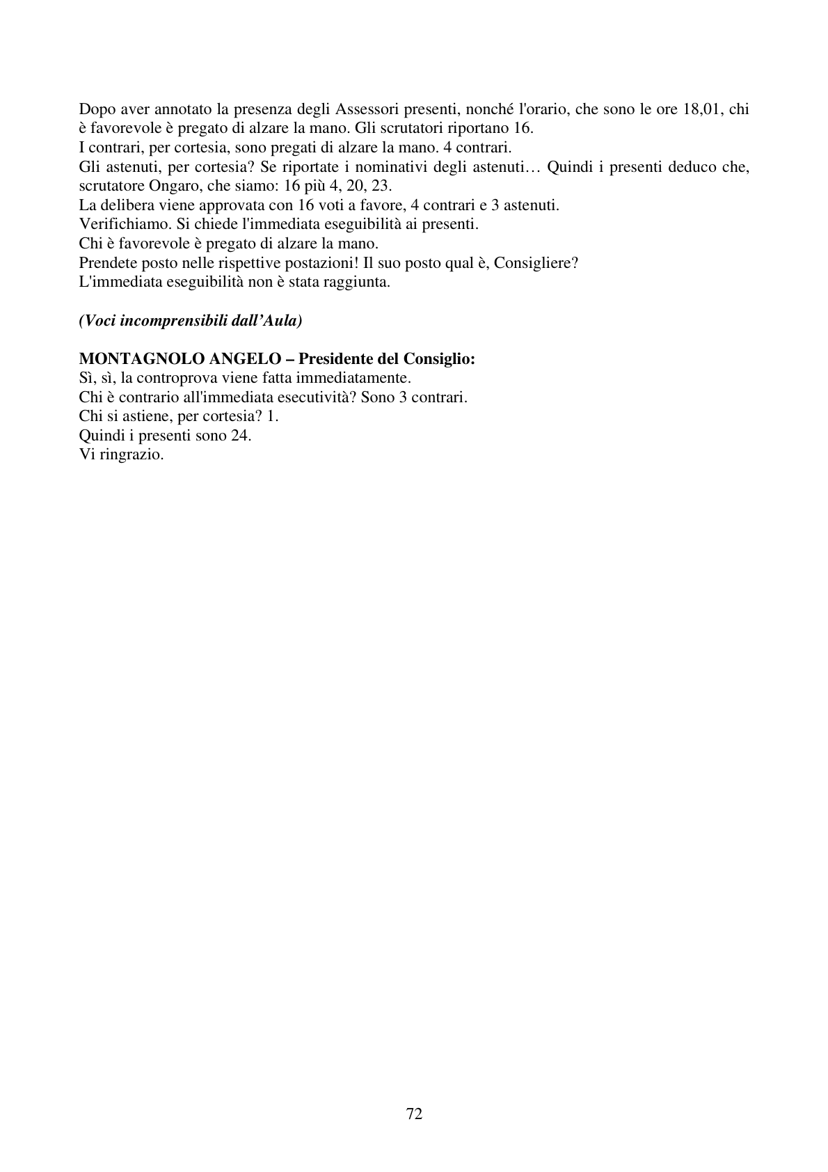 Pagina 72 del verbale