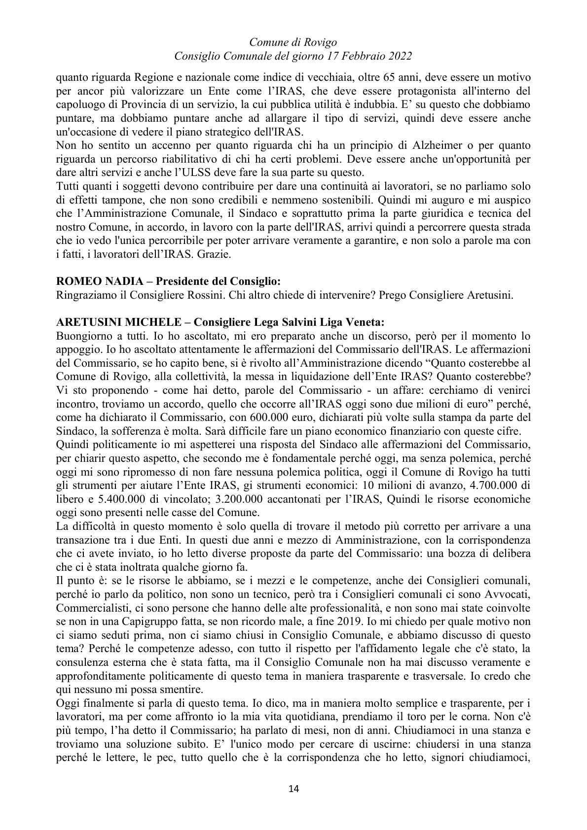 Pagina 14 del verbale
