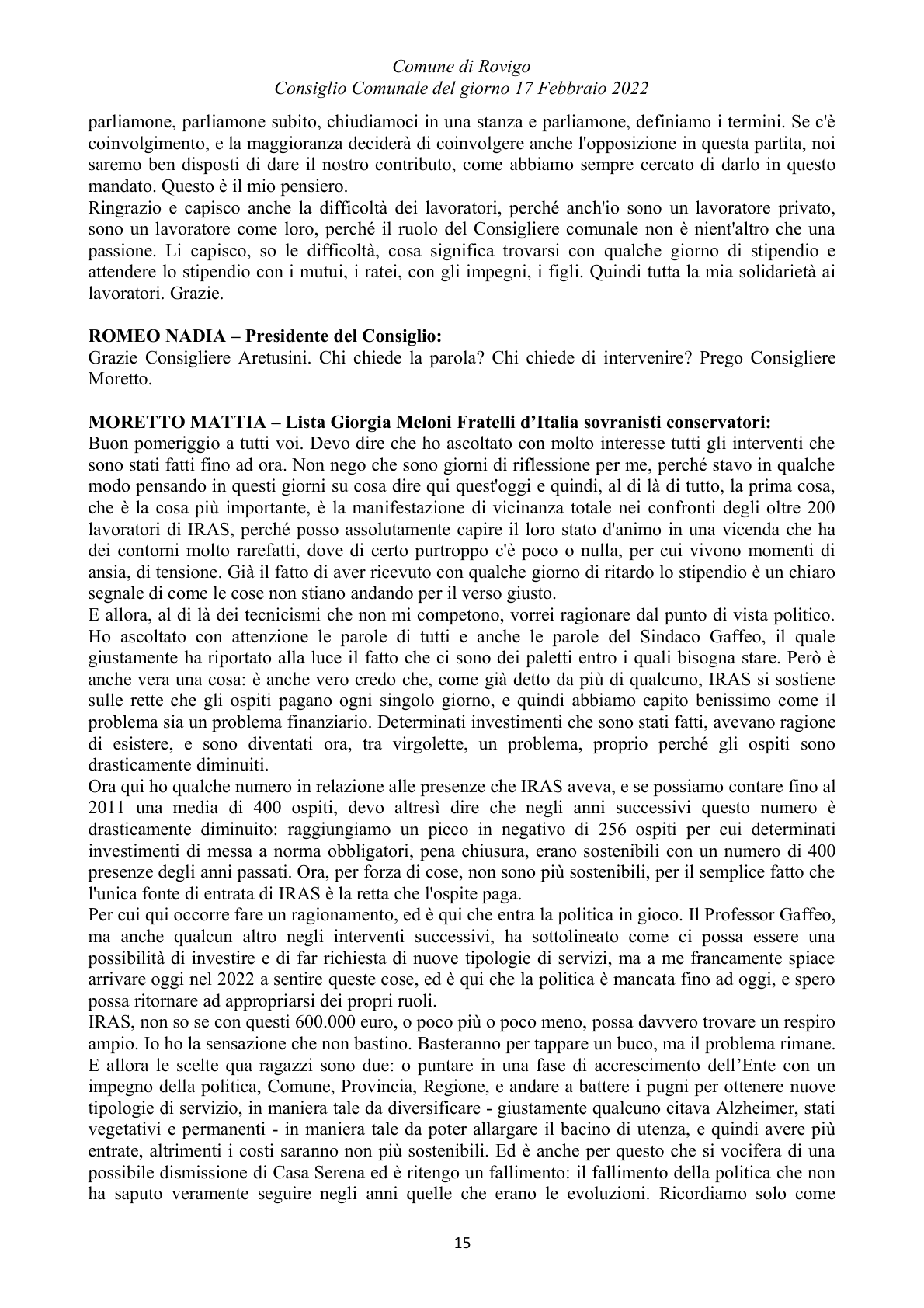 Pagina 15 del verbale