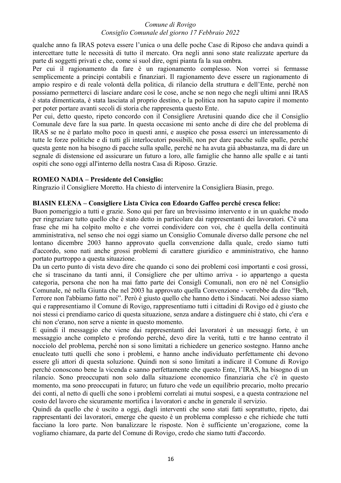 Pagina 16 del verbale