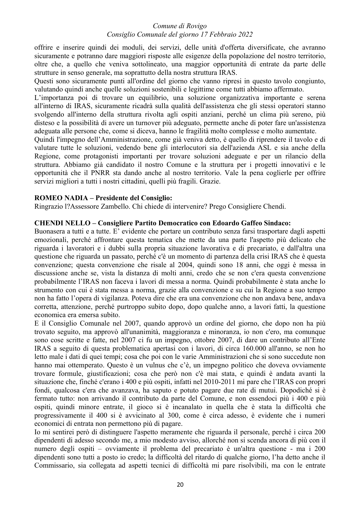 Pagina 20 del verbale