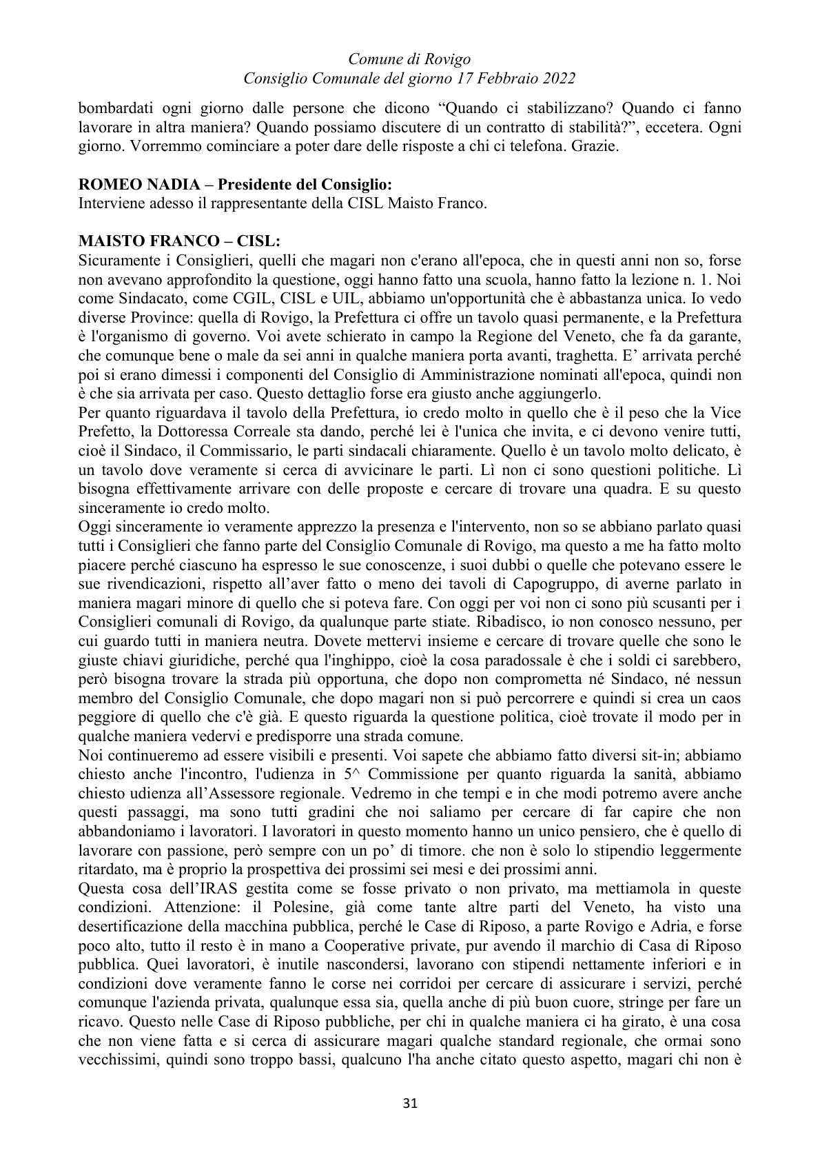 Pagina 31 del verbale