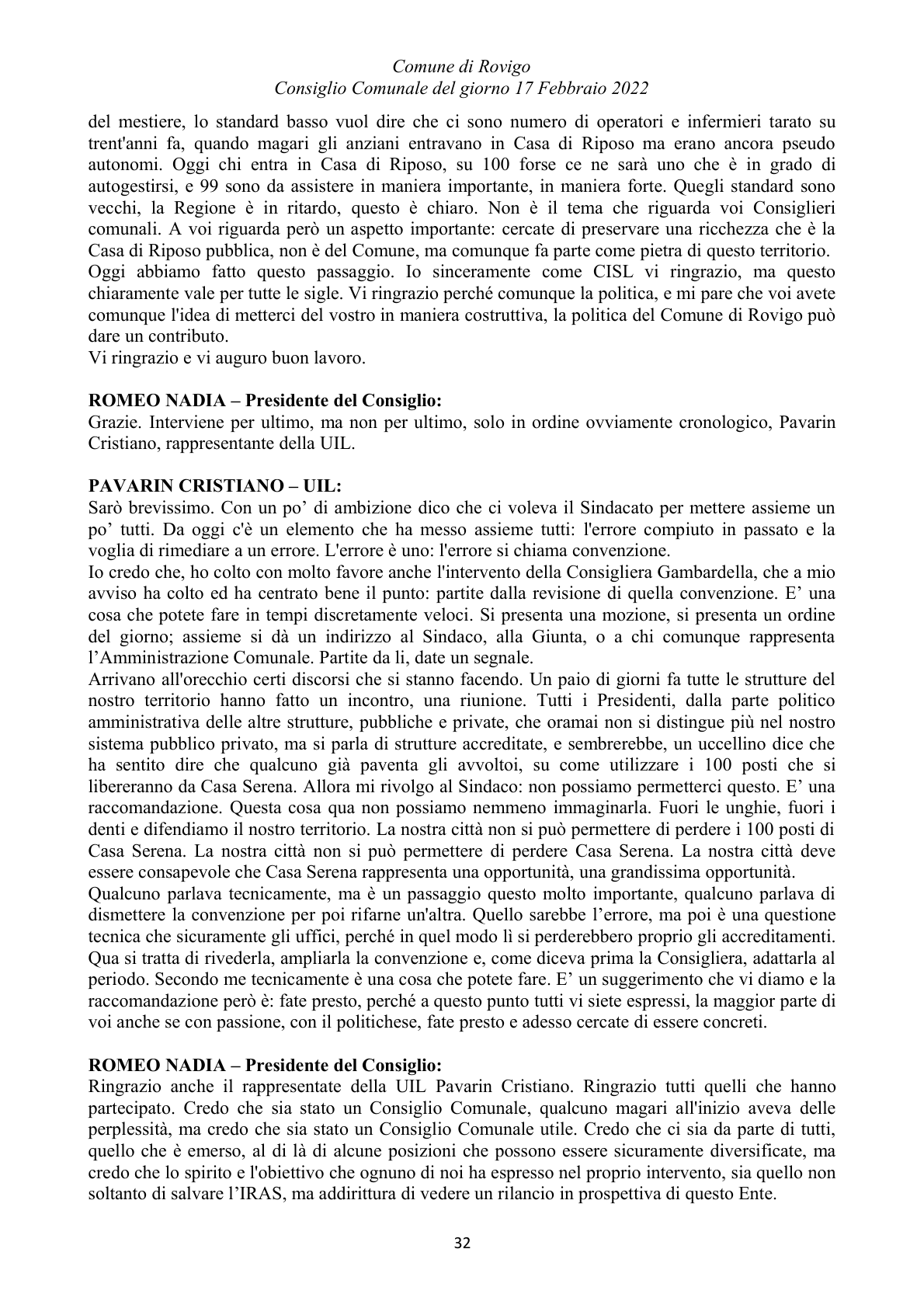 Pagina 32 del verbale