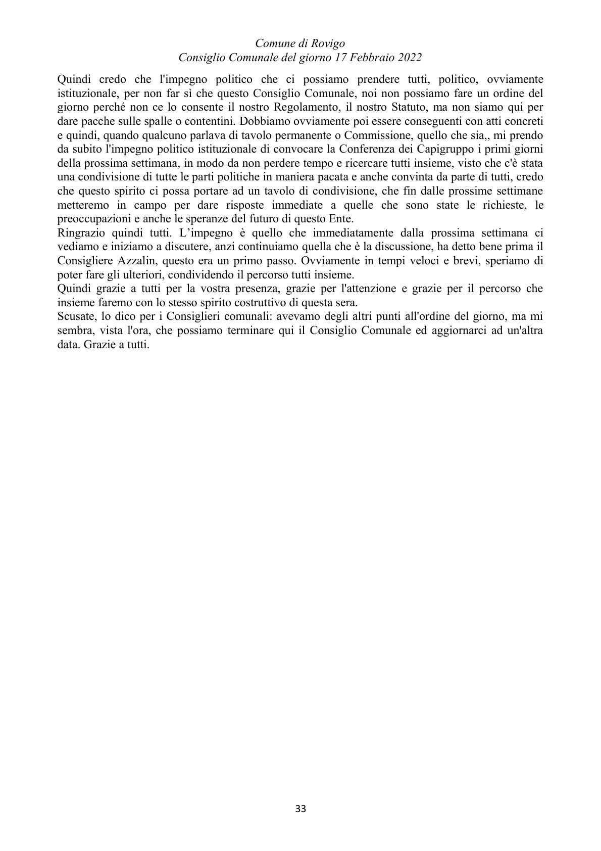 Pagina 33 del verbale