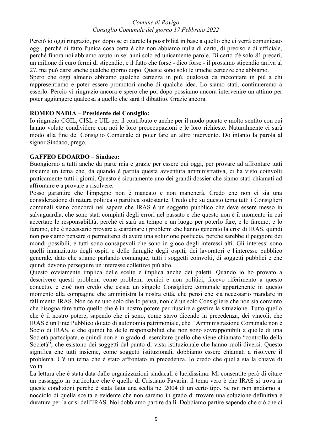 Pagina 9 del verbale