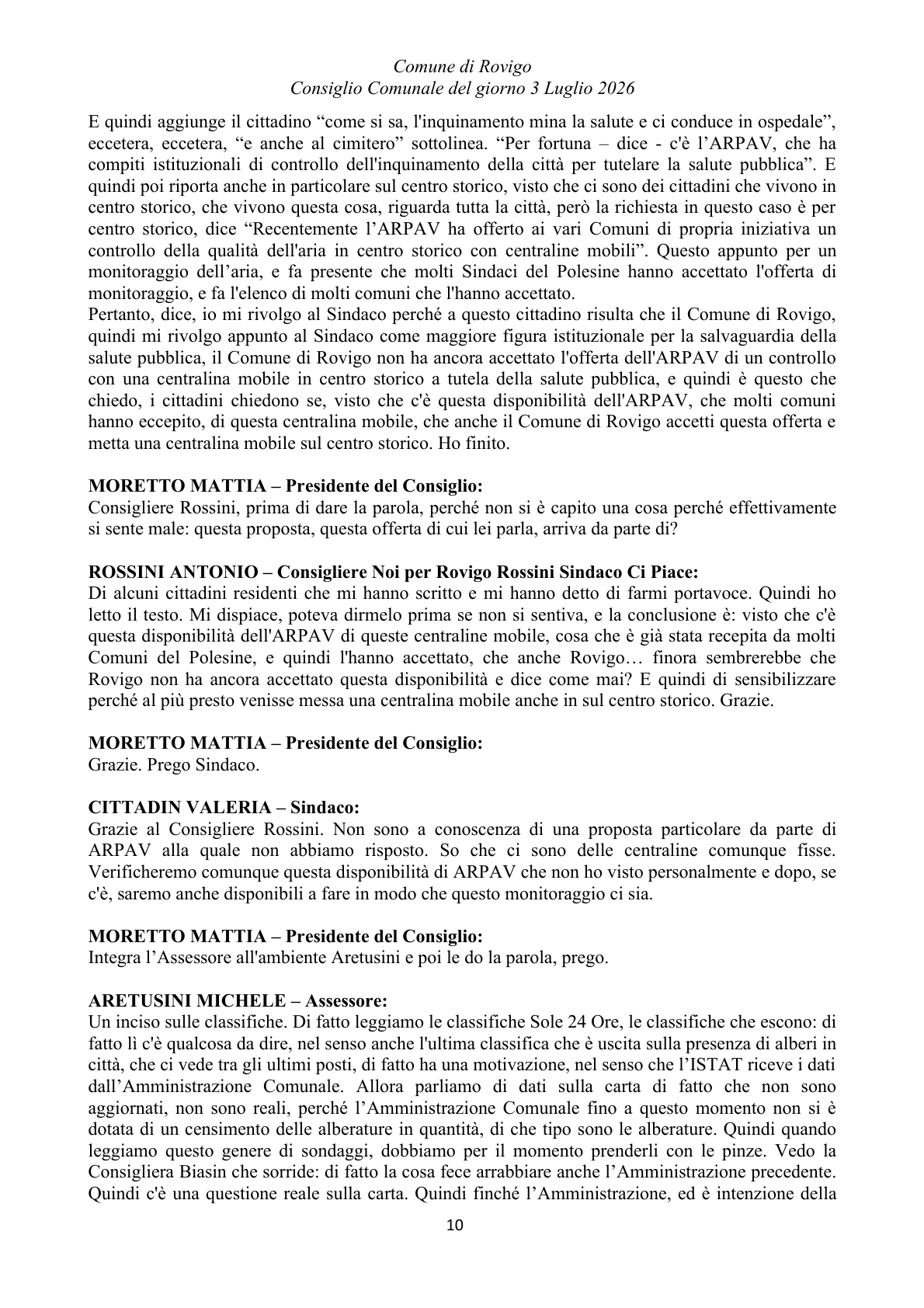 Pagina 10 del verbale
