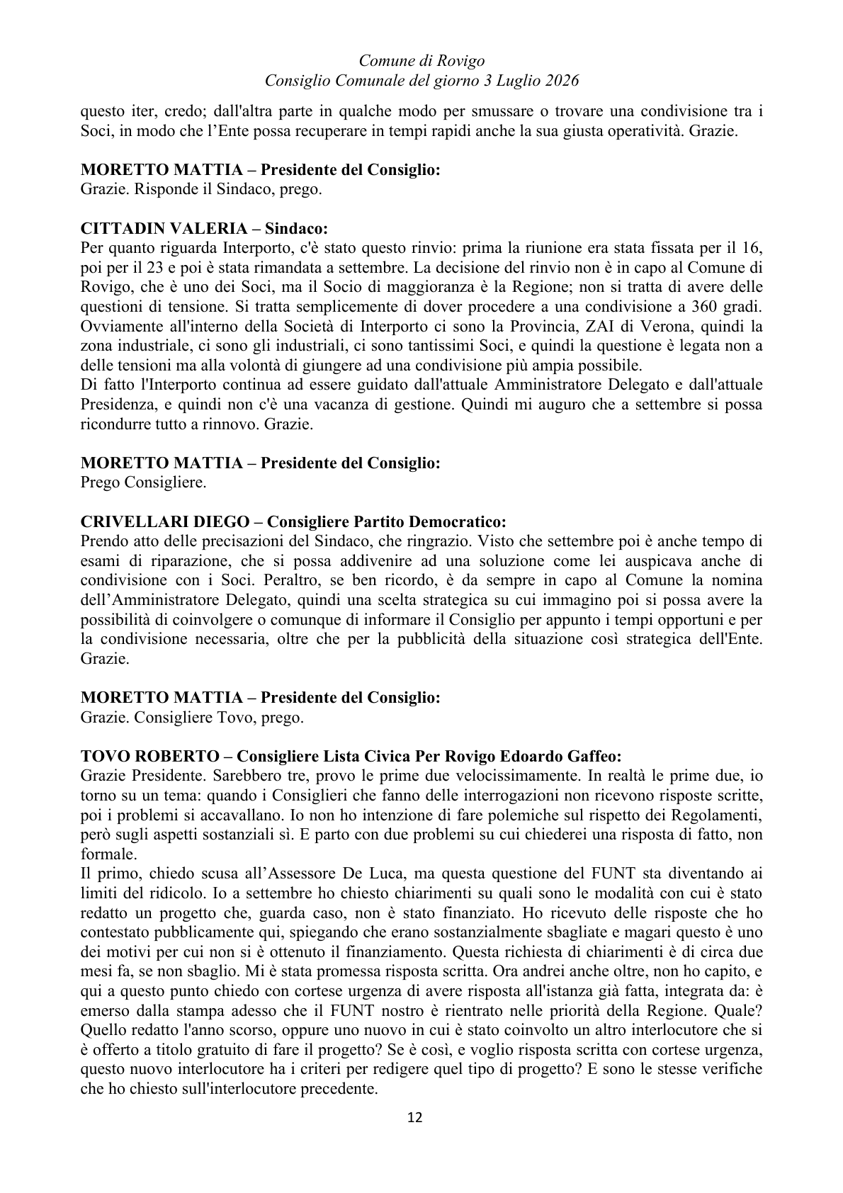 Pagina 12 del verbale