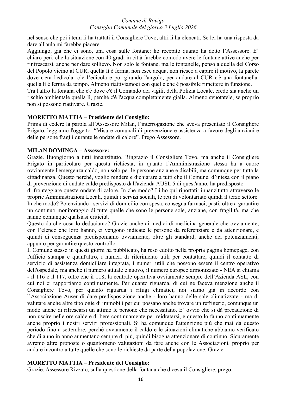 Pagina 16 del verbale