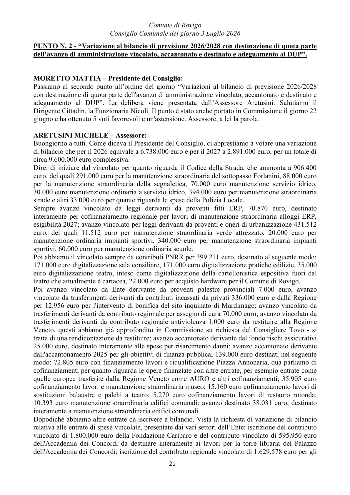 Pagina 21 del verbale