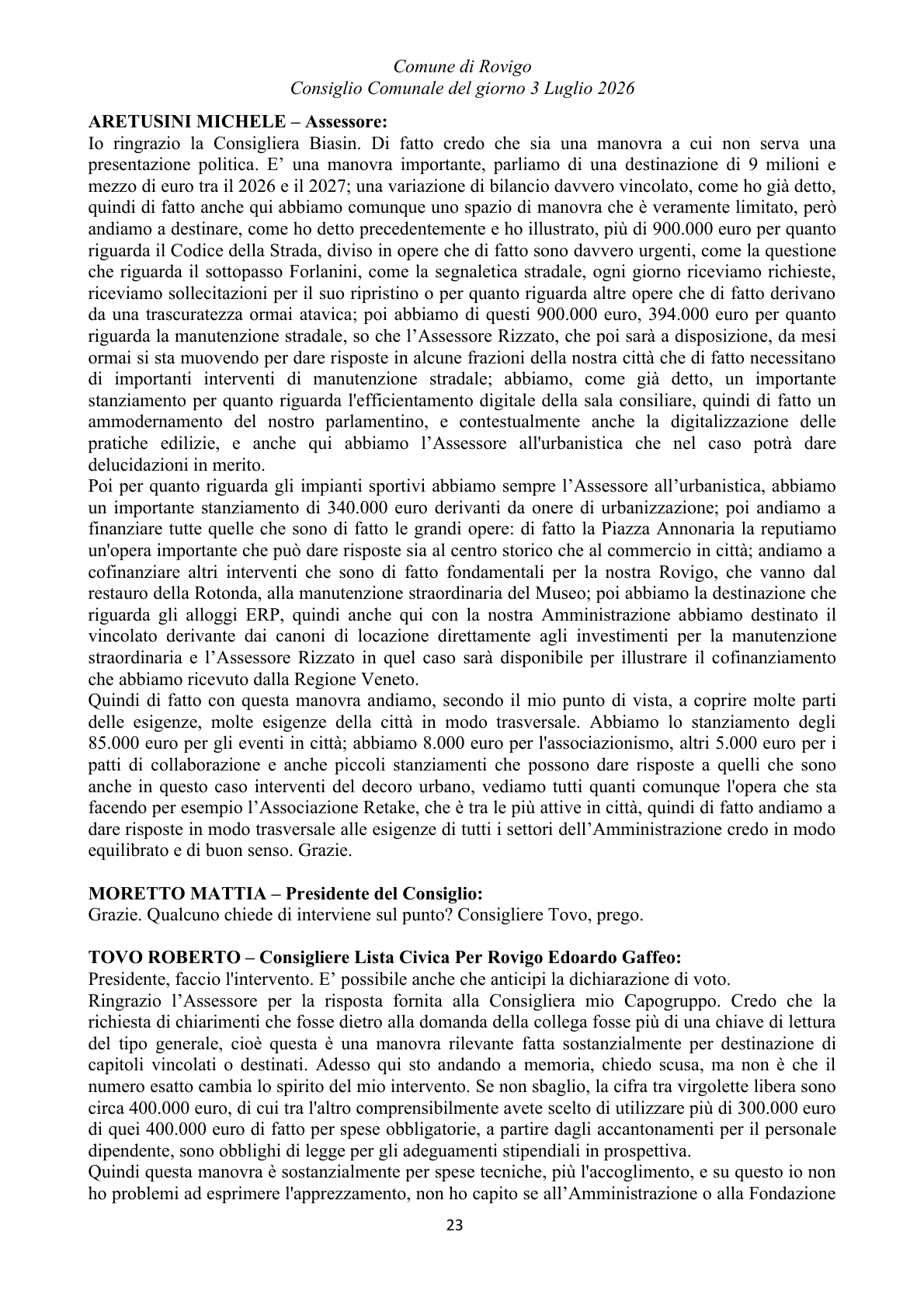 Pagina 23 del verbale