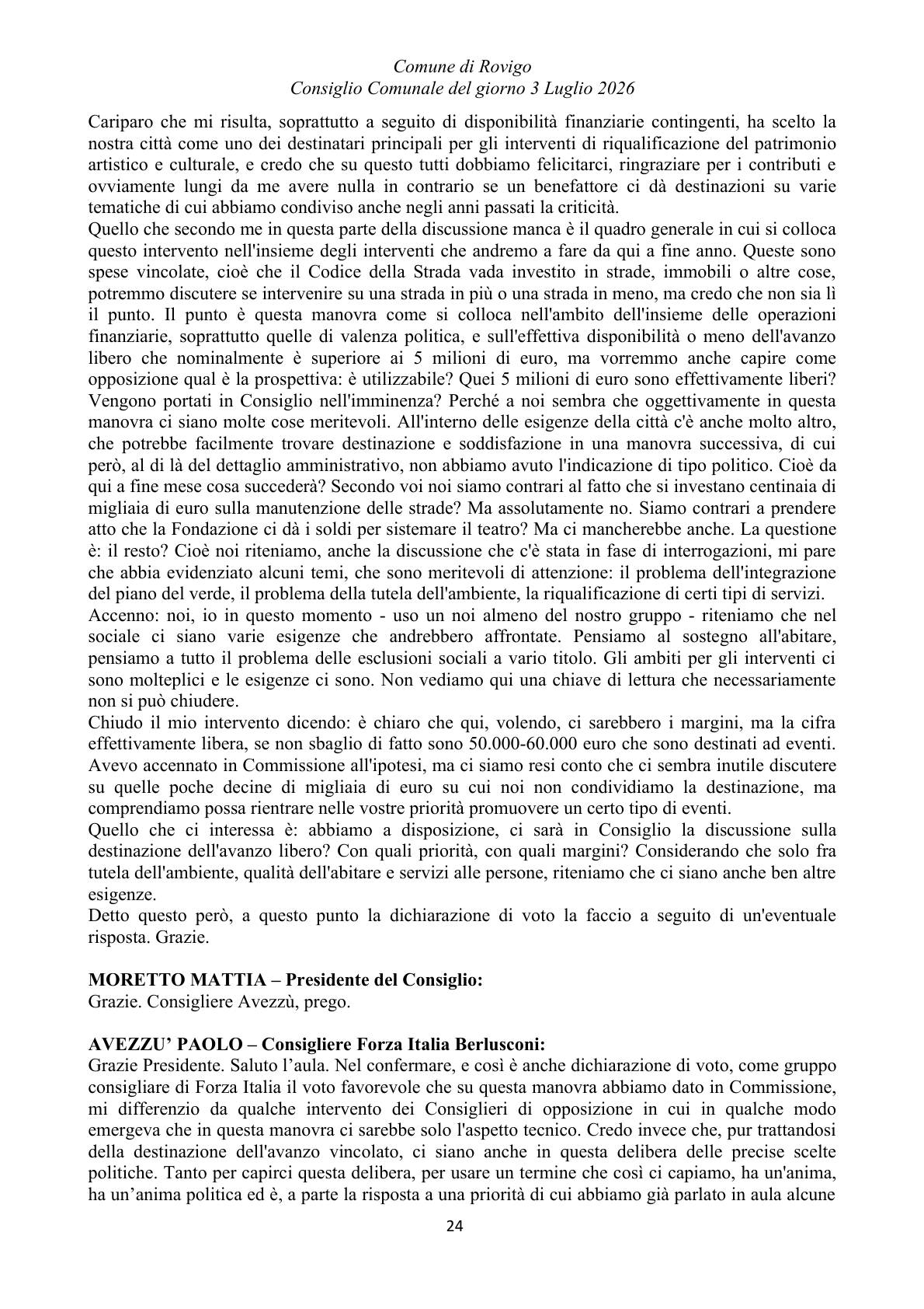Pagina 24 del verbale