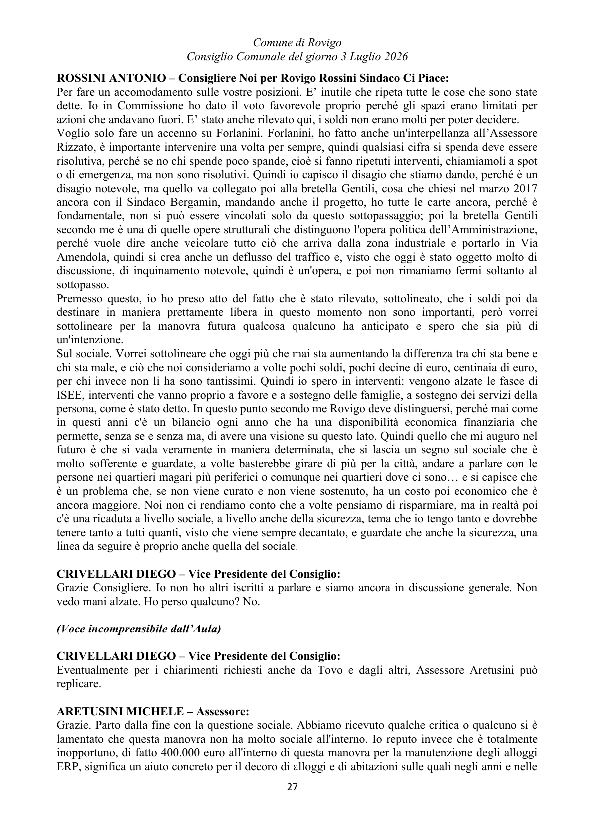 Pagina 27 del verbale