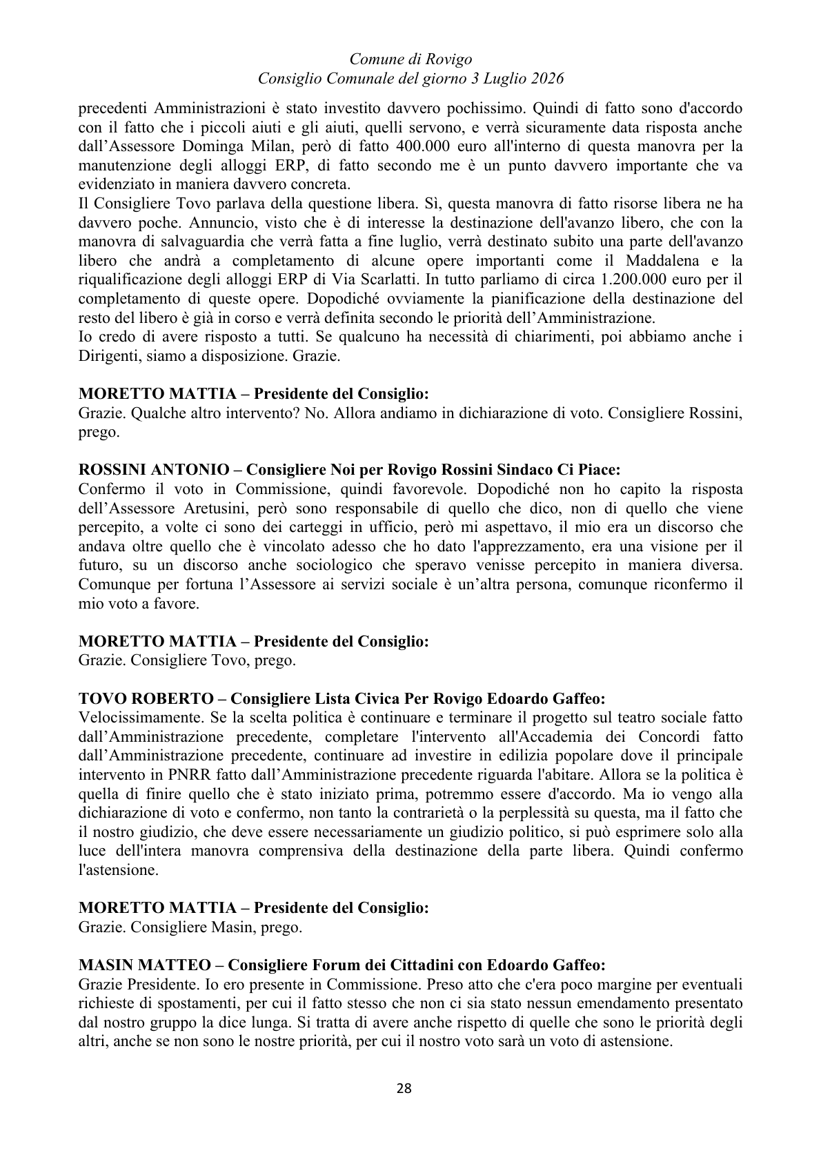Pagina 28 del verbale