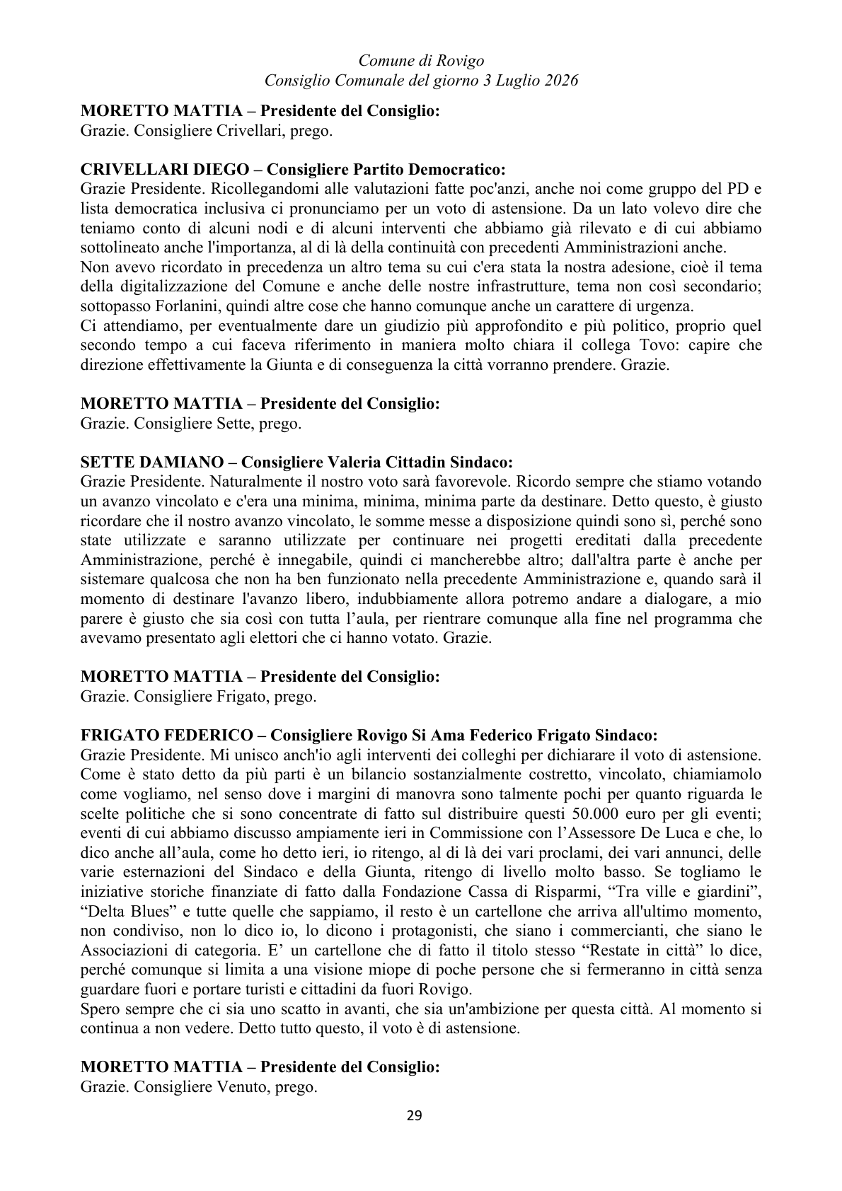 Pagina 29 del verbale