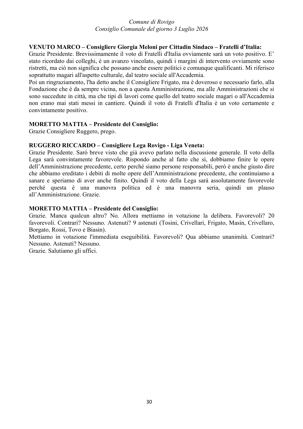 Pagina 30 del verbale