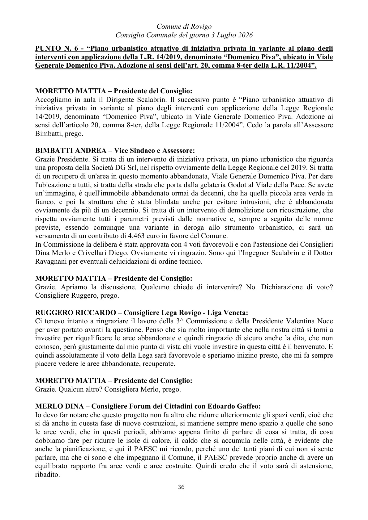 Pagina 36 del verbale