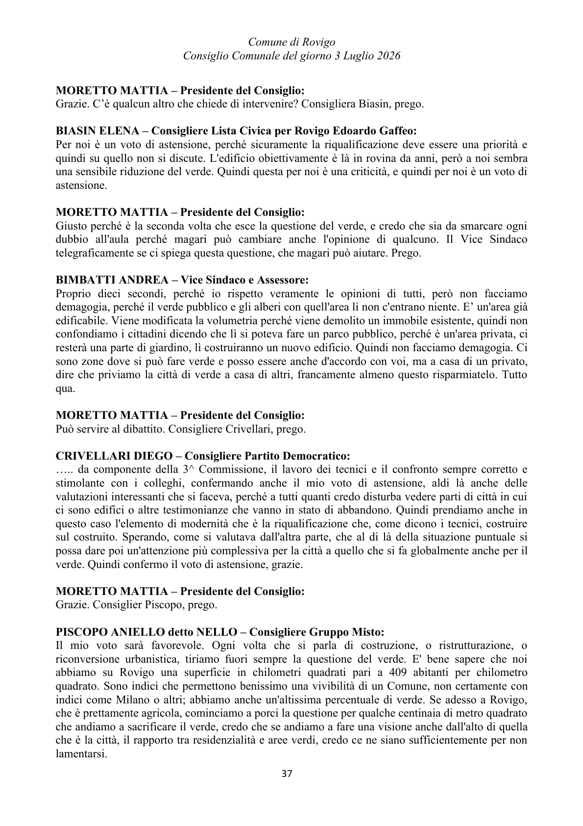 Pagina 37 del verbale
