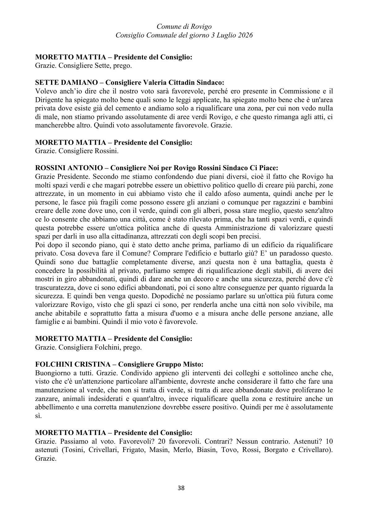 Pagina 38 del verbale