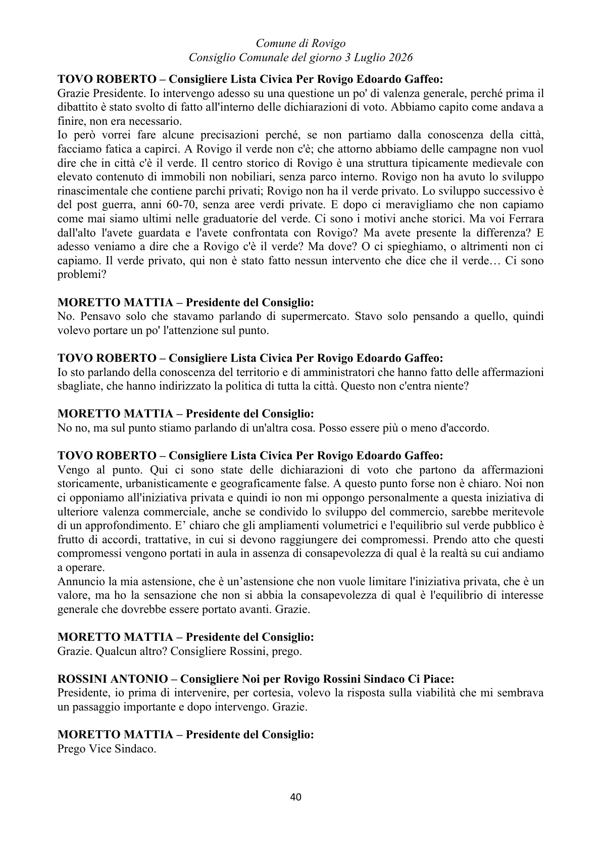 Pagina 40 del verbale