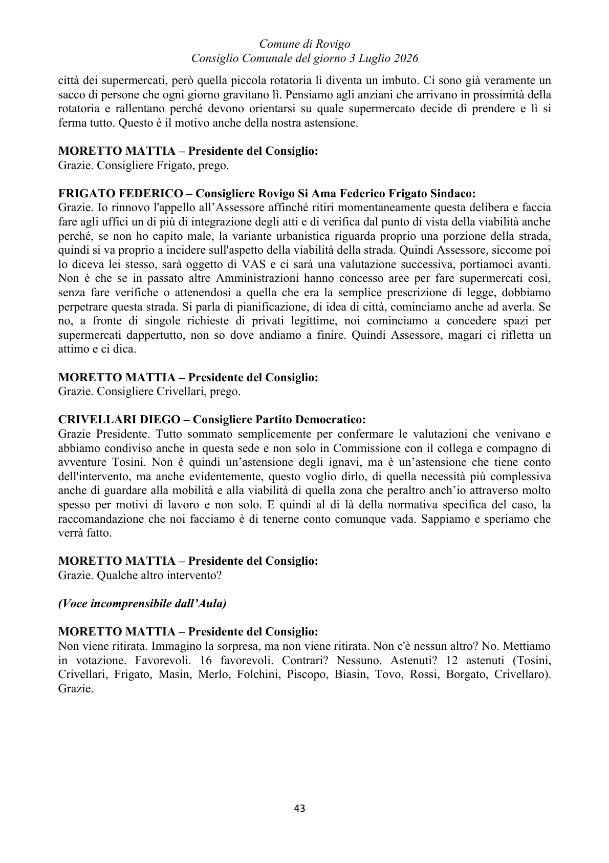 Pagina 43 del verbale