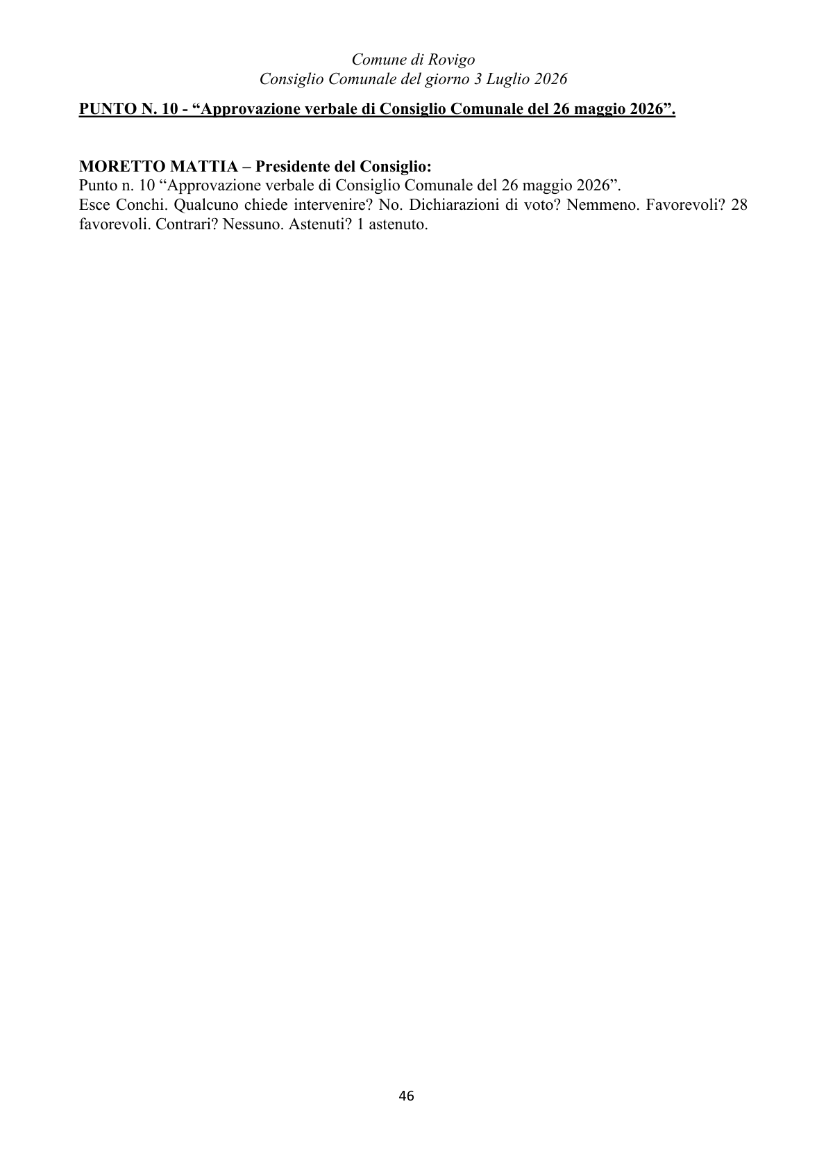 Pagina 46 del verbale