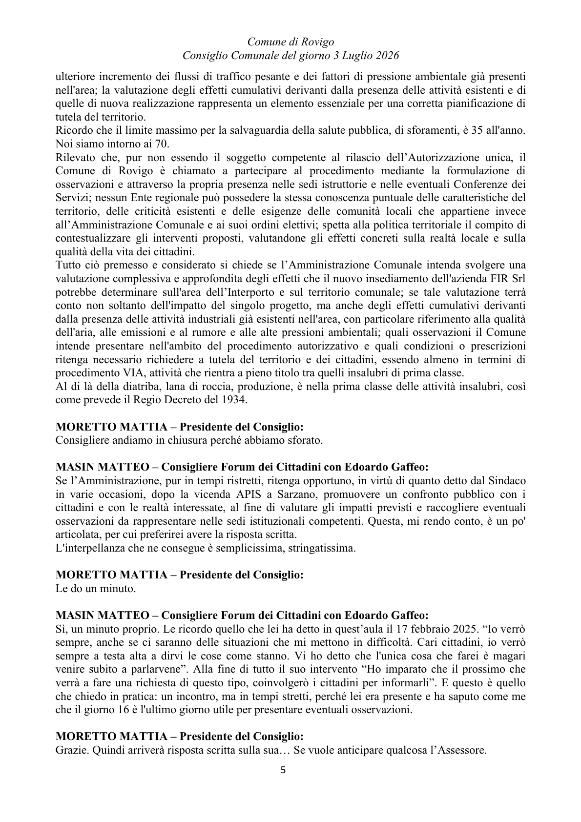 Pagina 5 del verbale
