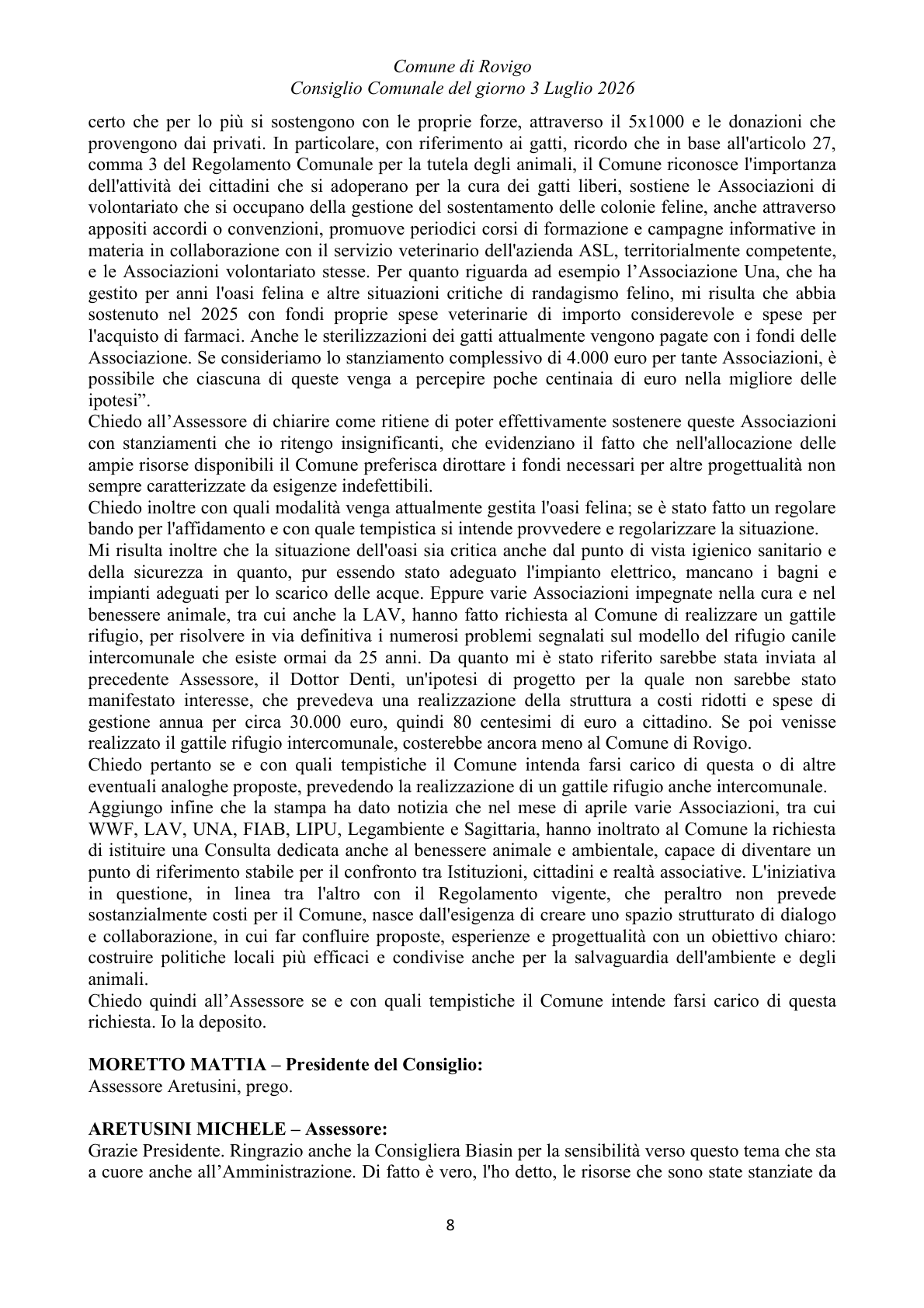 Pagina 8 del verbale
